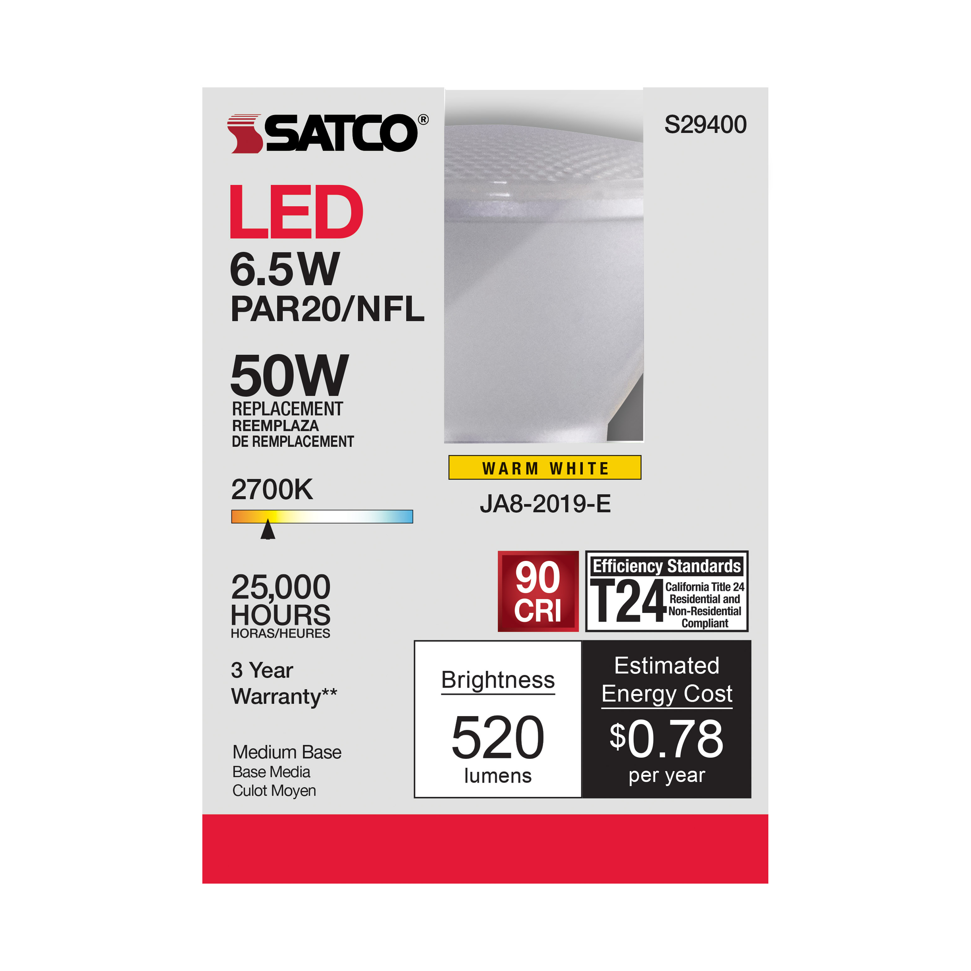 6.5PAR20/LED/25'/927/120V - S29400