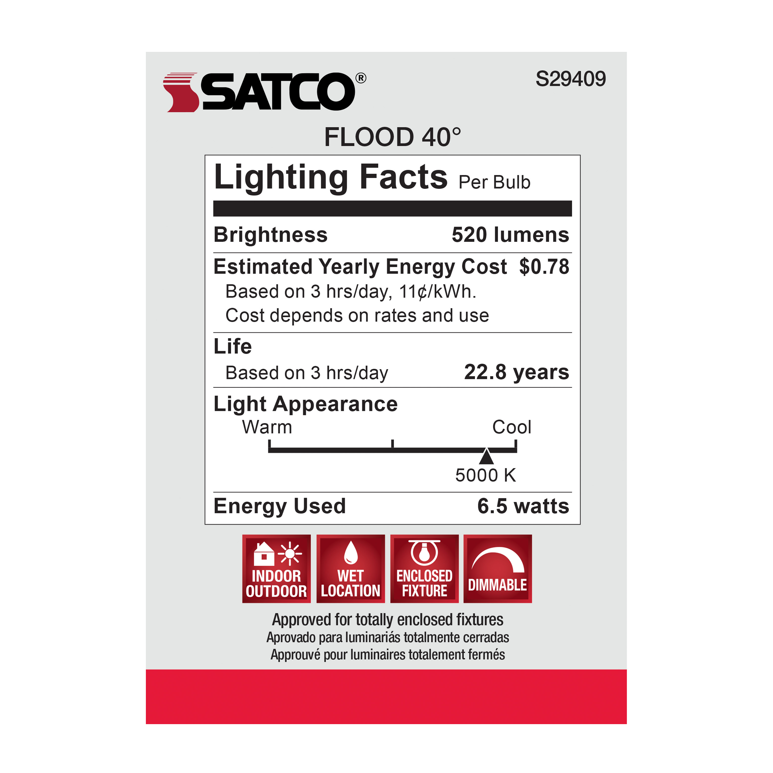 6.5PAR20/LED/40'/950/120V - S29409