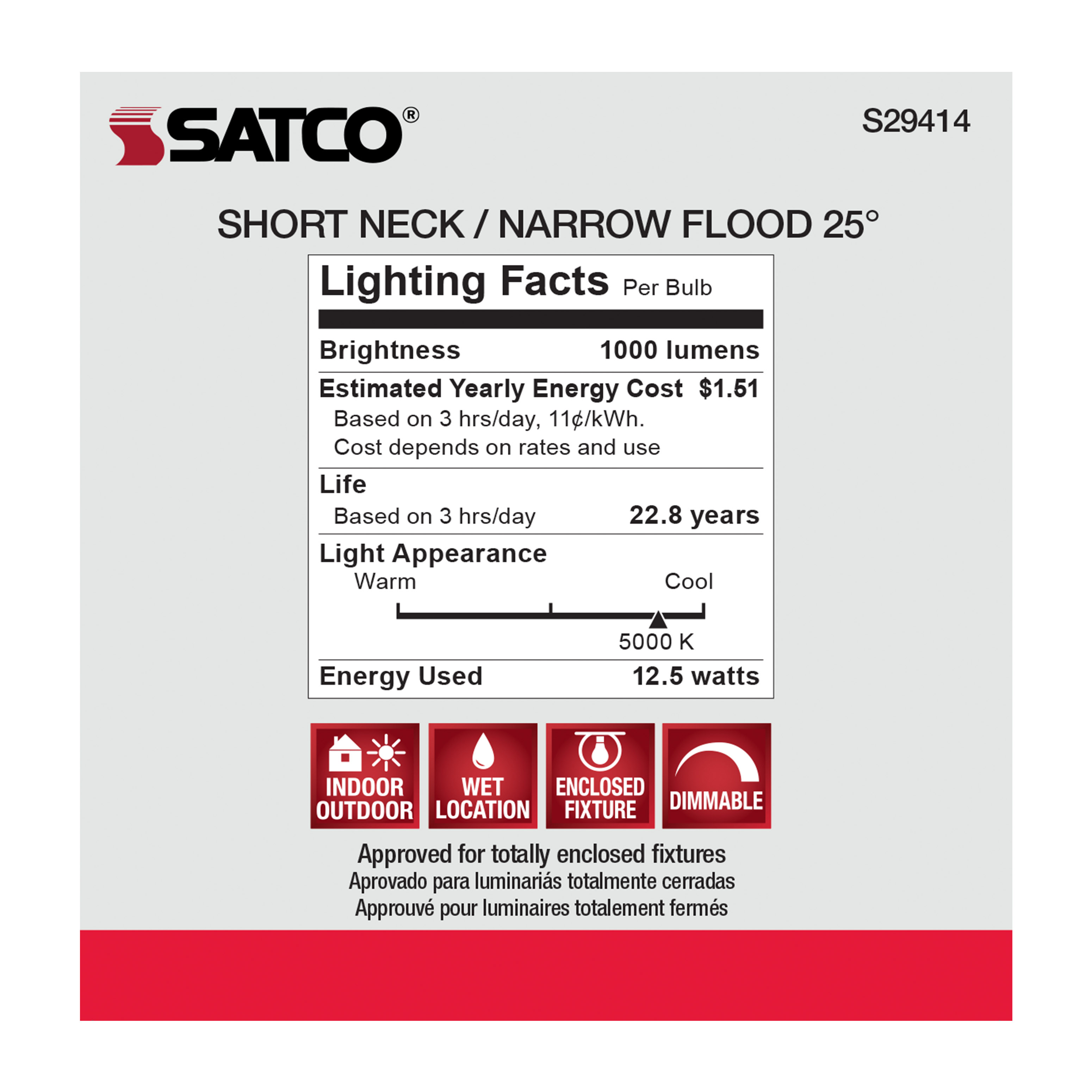 12.5PAR30/SN/LED/25'/950/120V - S29414