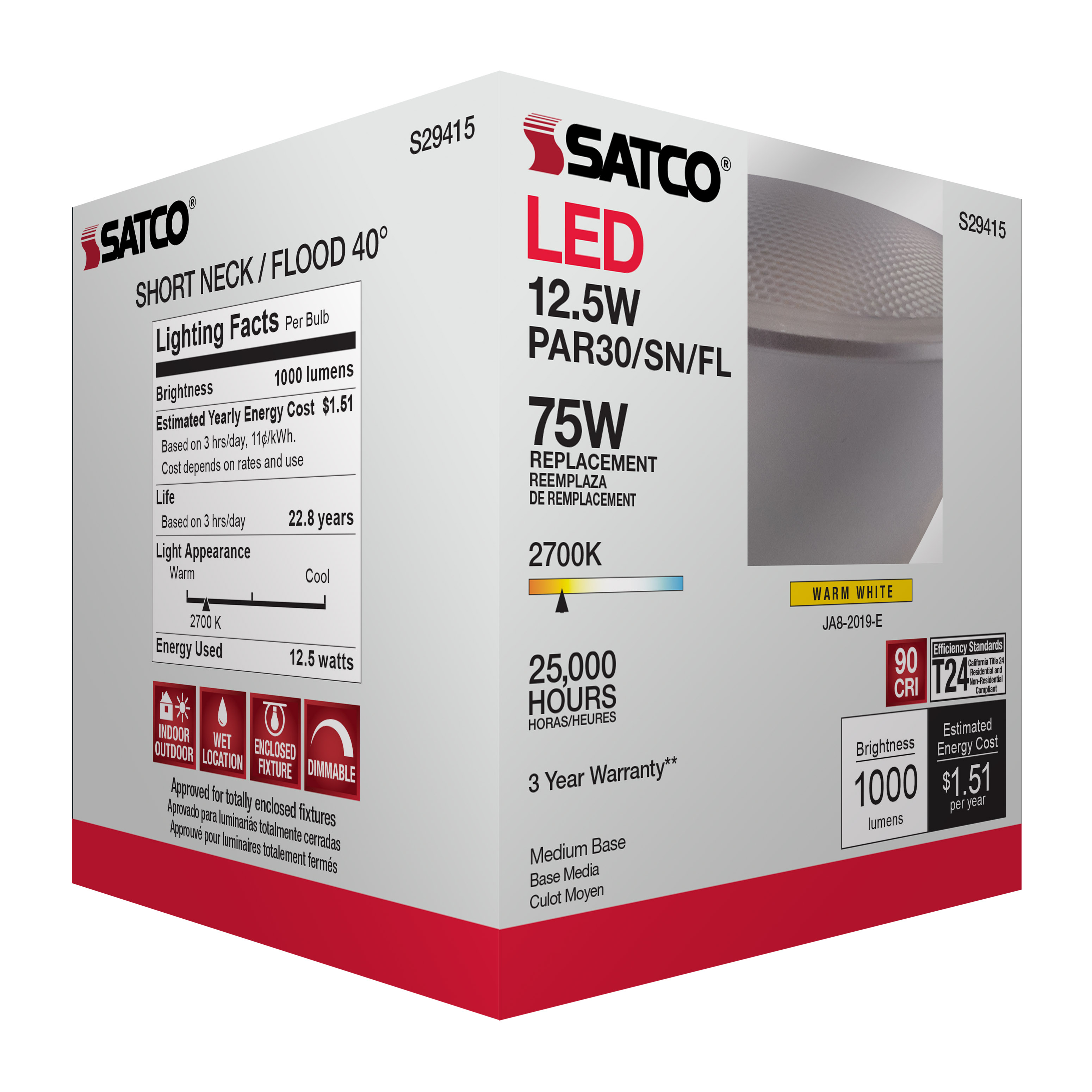 12.5PAR30/SN/LED/40'/927/120V - S29415