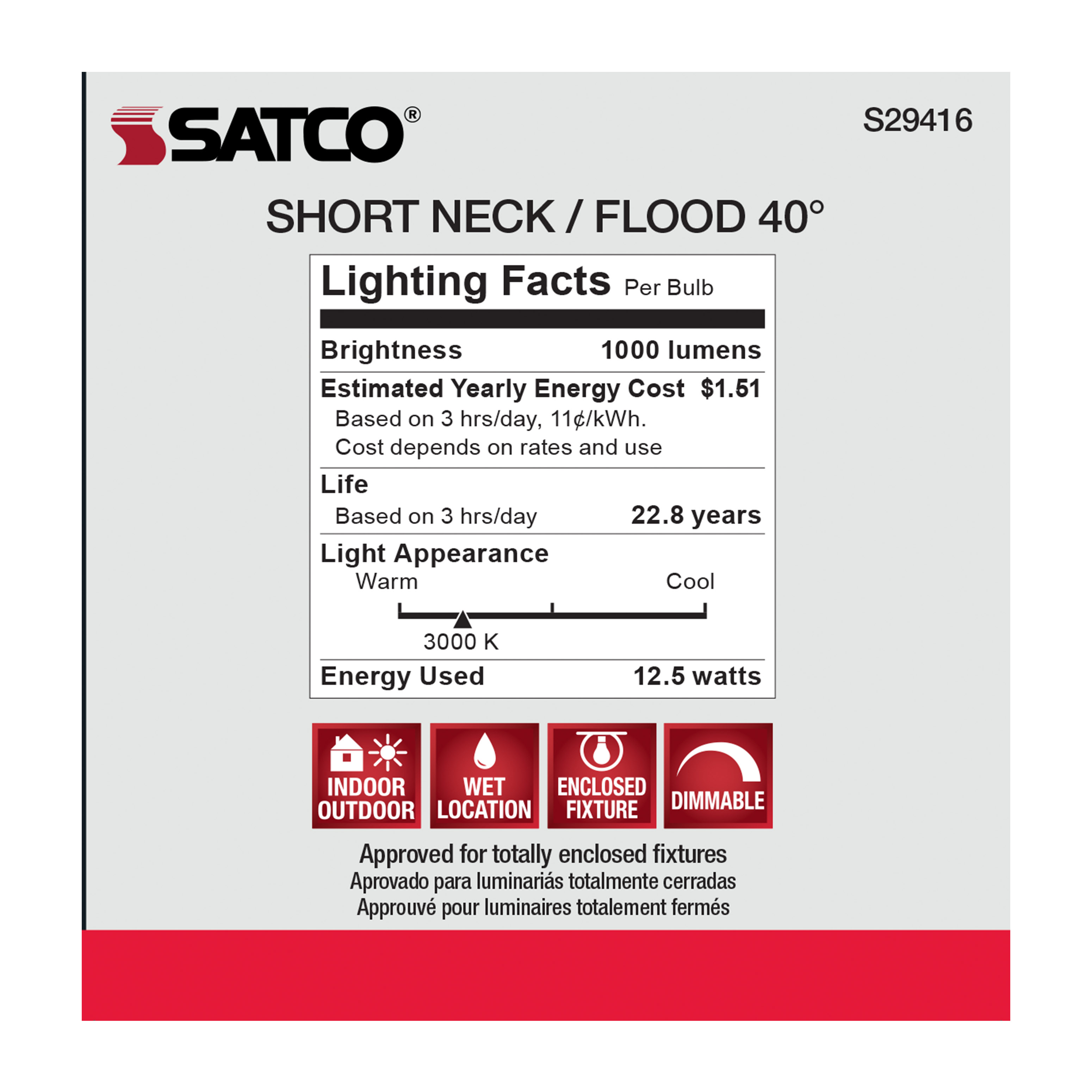 12.5PAR30/SN/LED/40'/930/120V - S29416