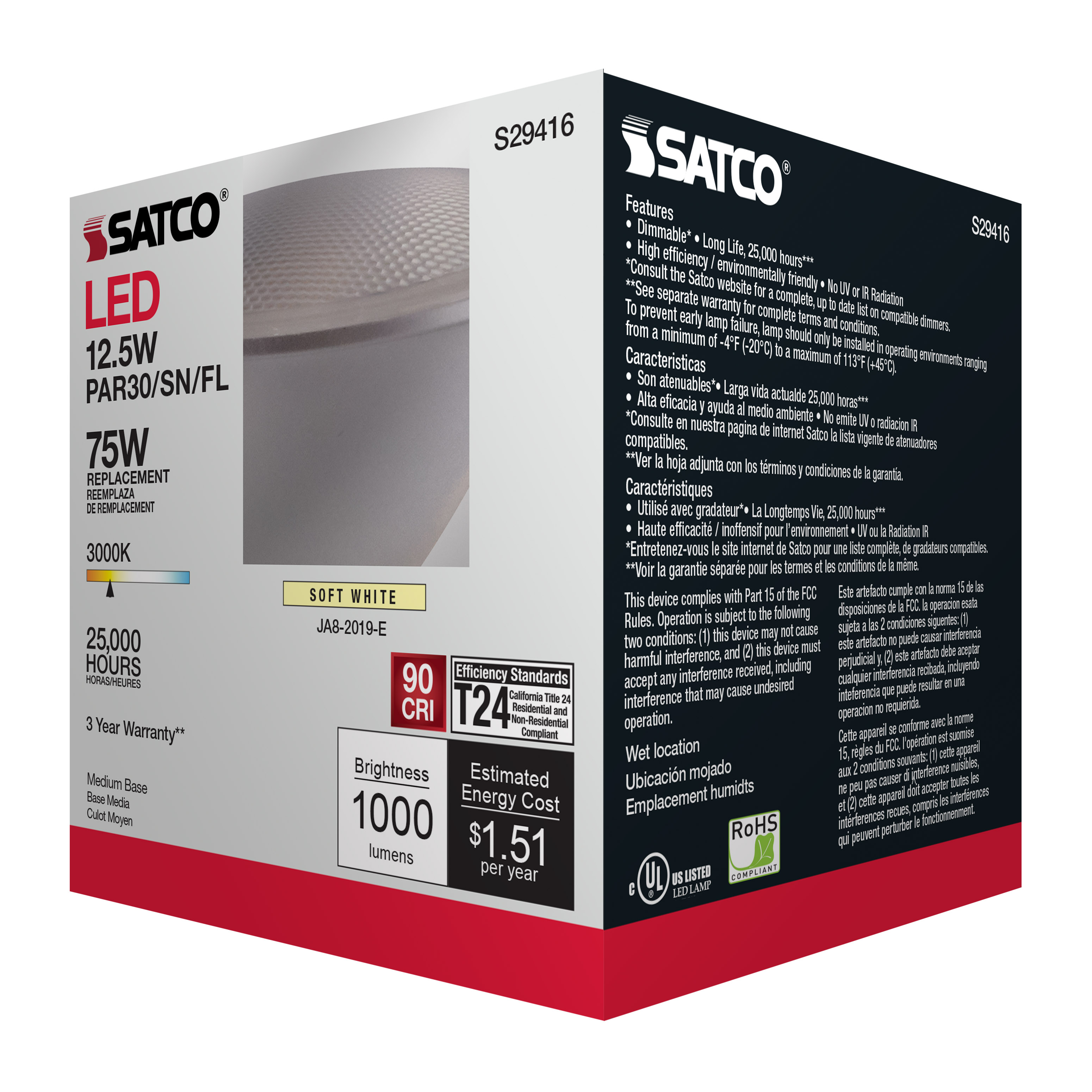 12.5PAR30/SN/LED/40'/930/120V - S29416