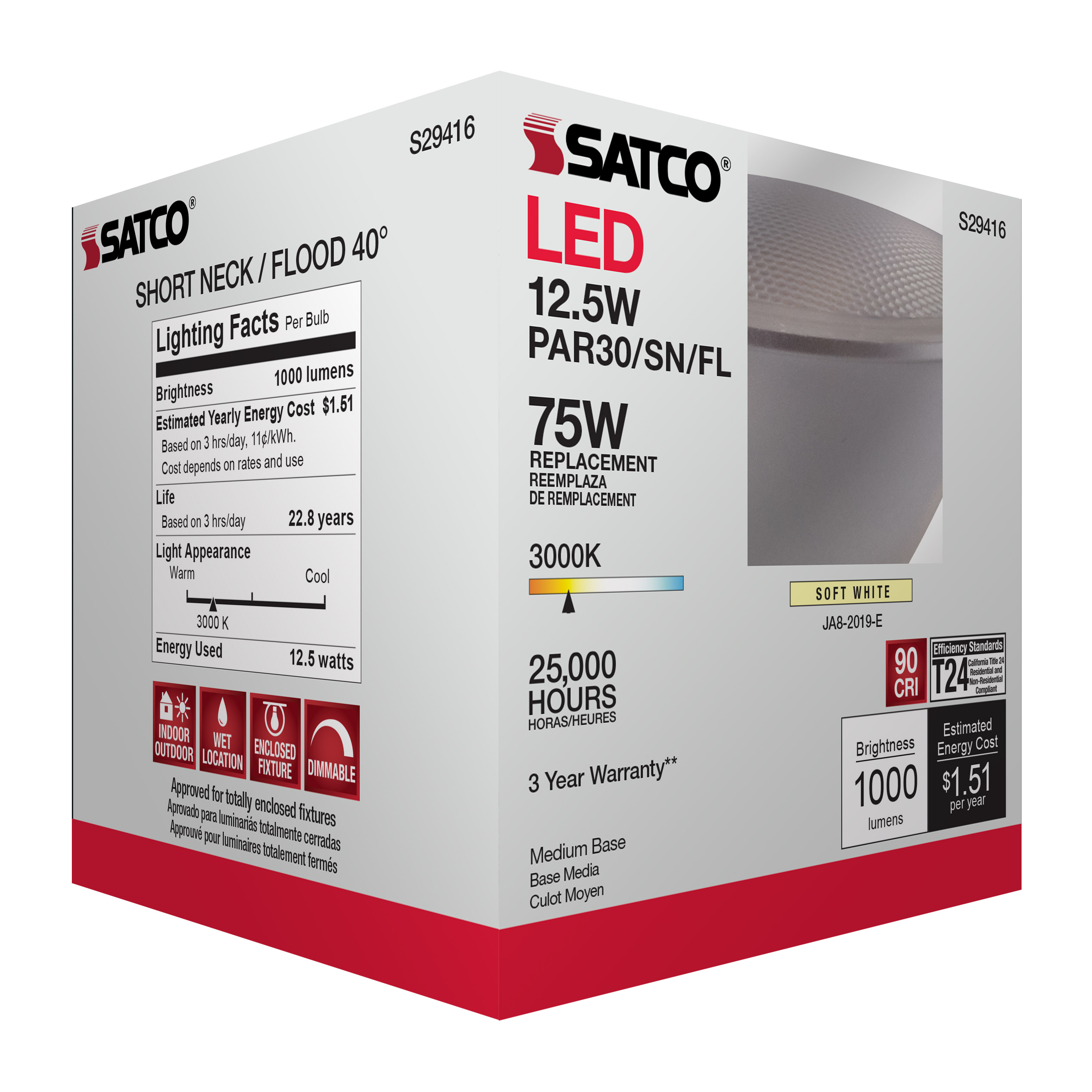 12.5PAR30/SN/LED/40'/930/120V - S29416