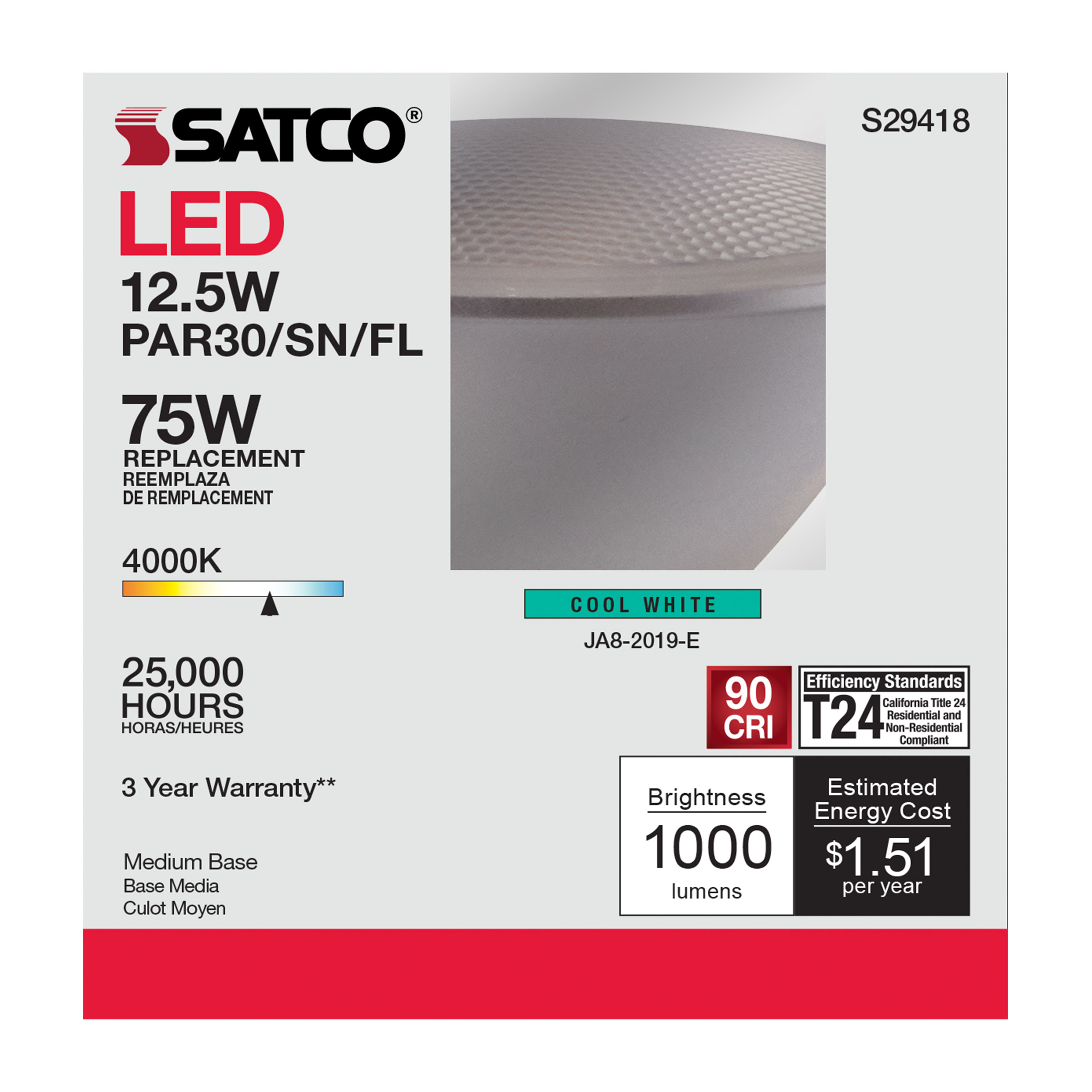 12.5PAR30/SN/LED/40'/940/120V - S29418