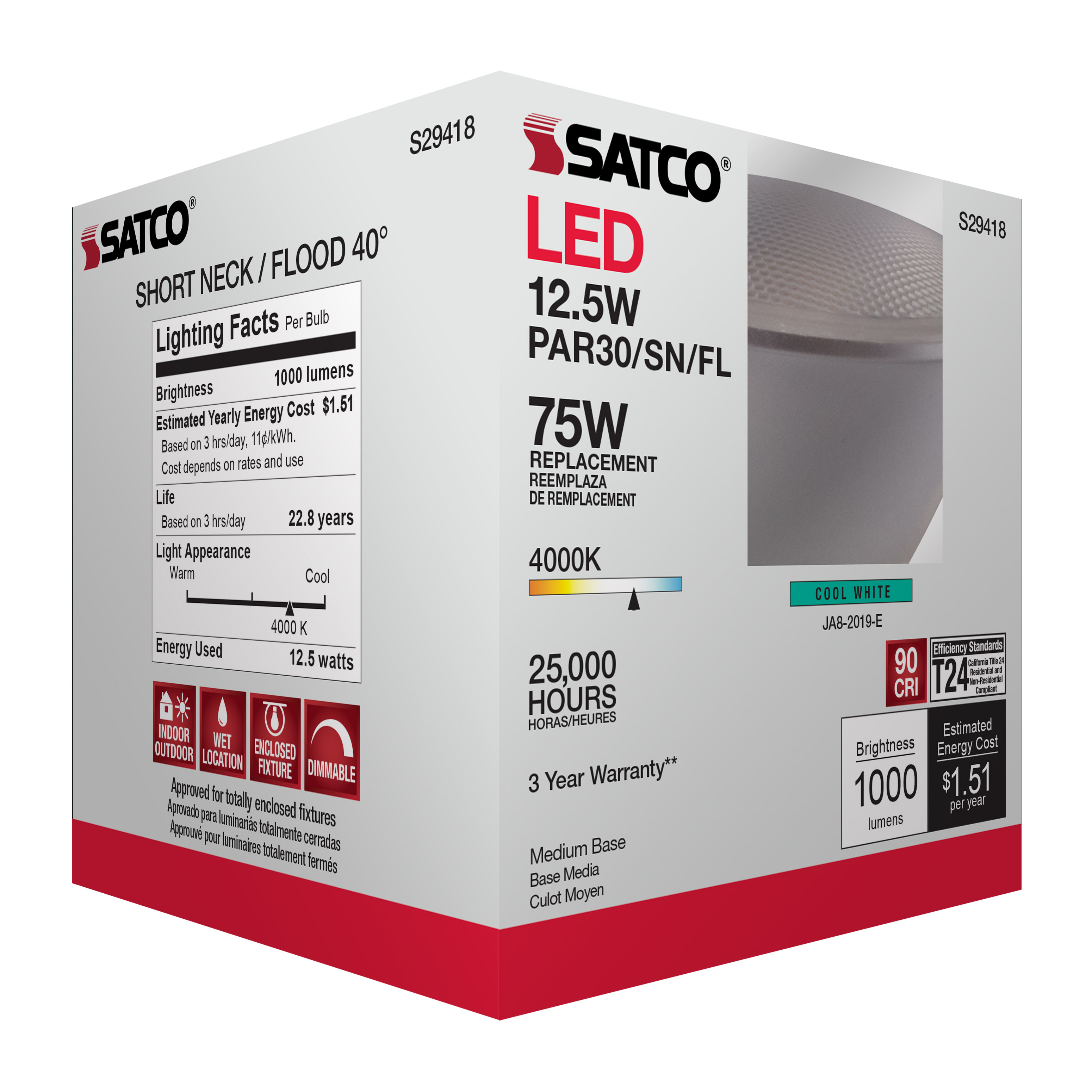 12.5PAR30/SN/LED/40'/940/120V - S29418