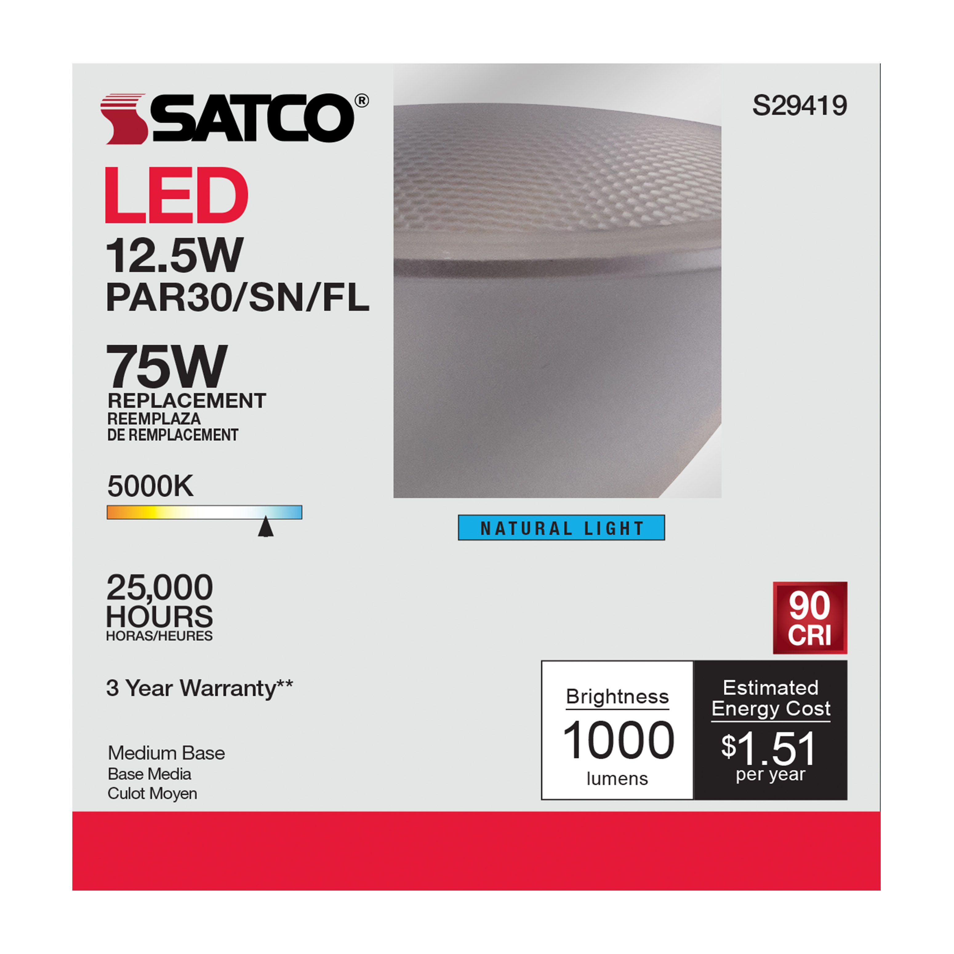 12.5PAR30/SN/LED/40'/950/120V - S29419