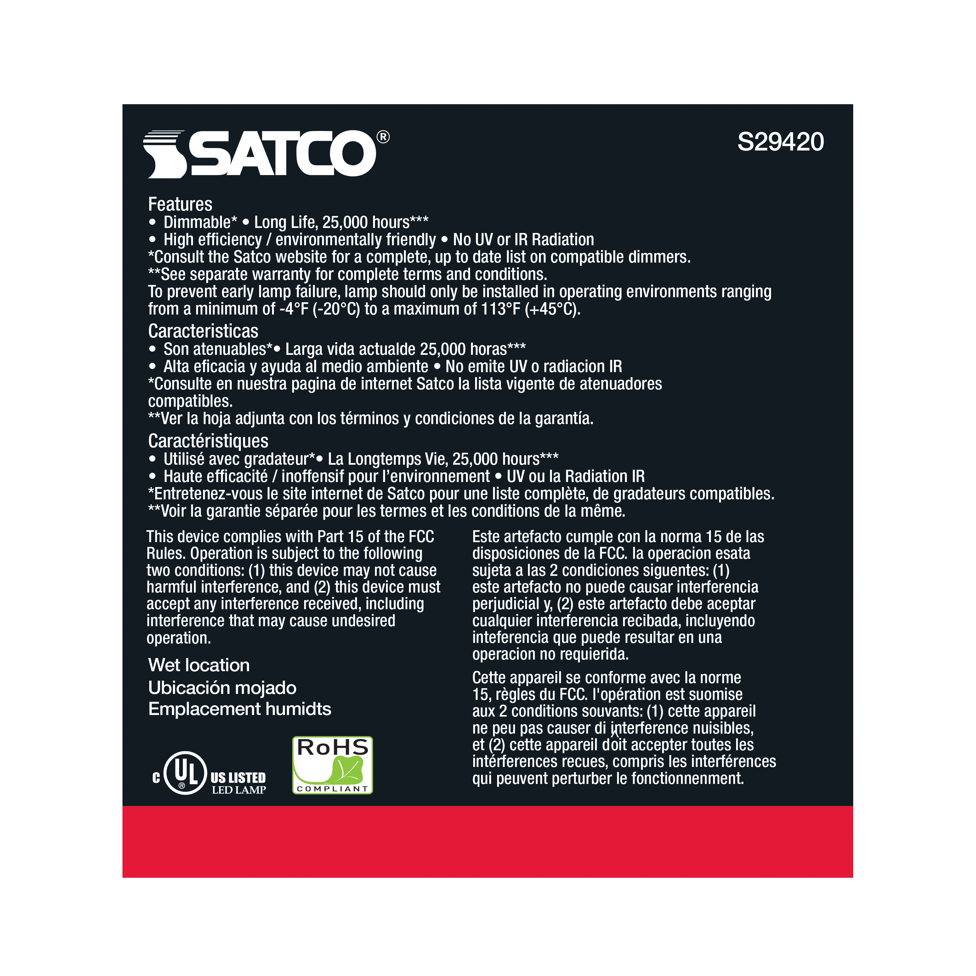 12.5PAR30/SN/LED/60'/927/120V - S29420