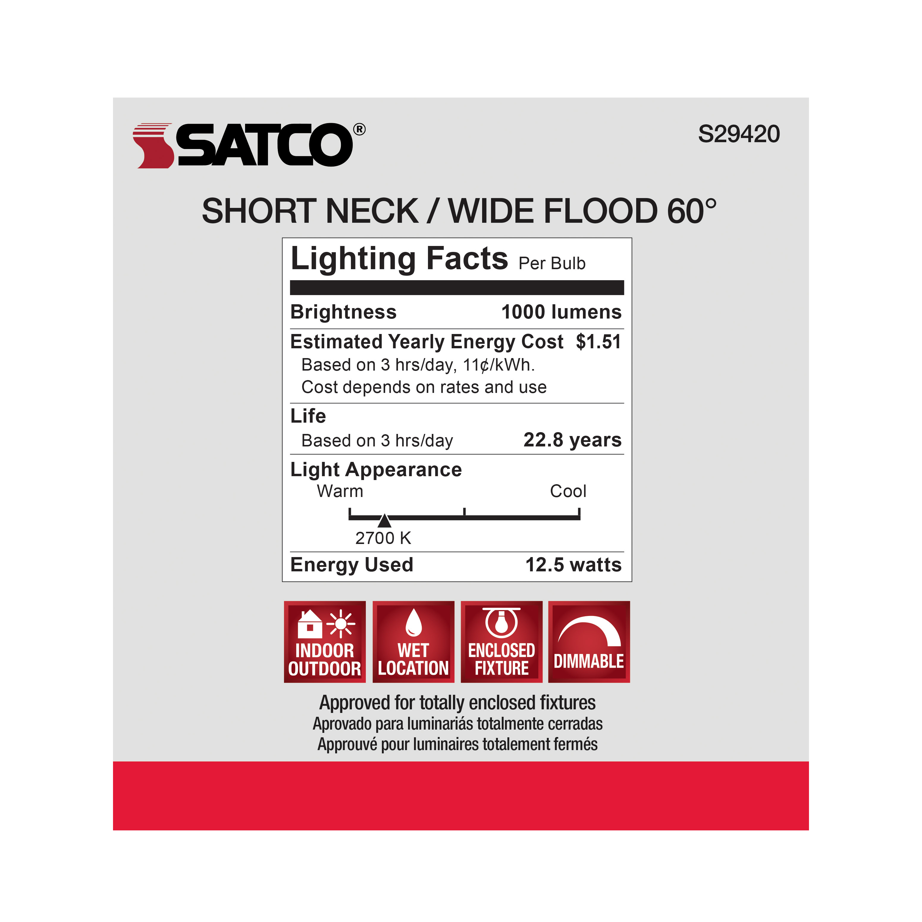 12.5PAR30/SN/LED/60'/927/120V - S29420