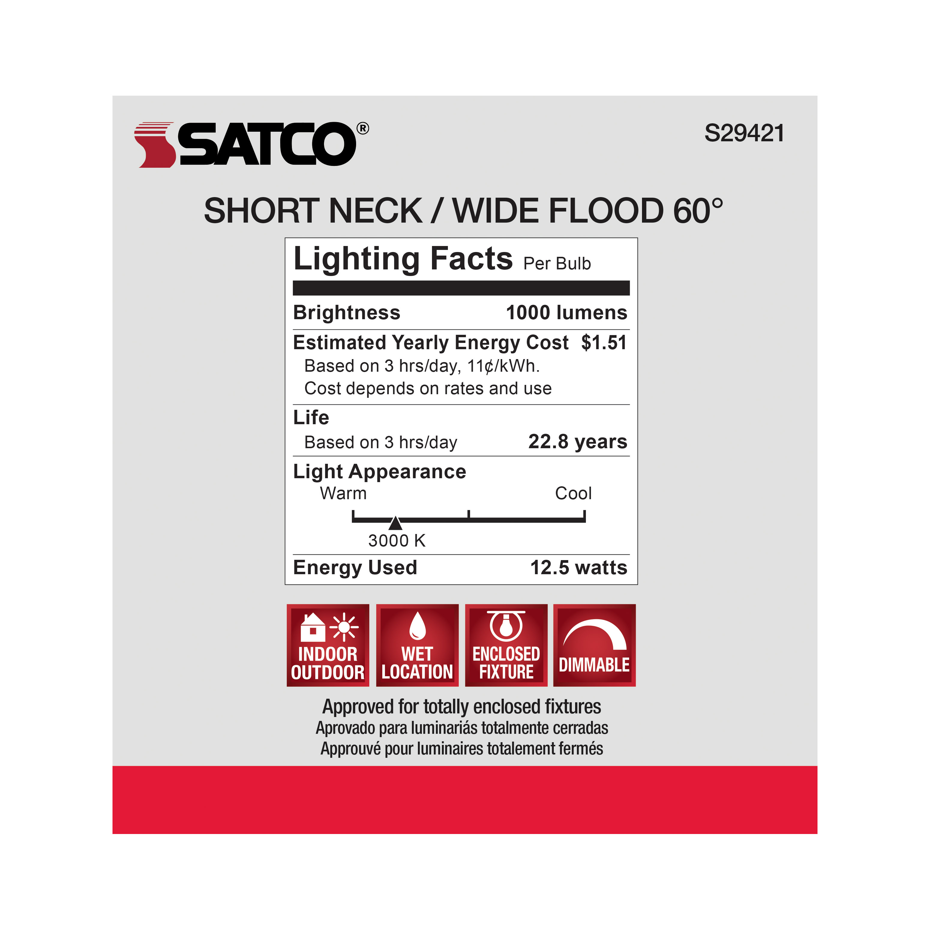 12.5PAR30/SN/LED/60'/930/120V - S29421