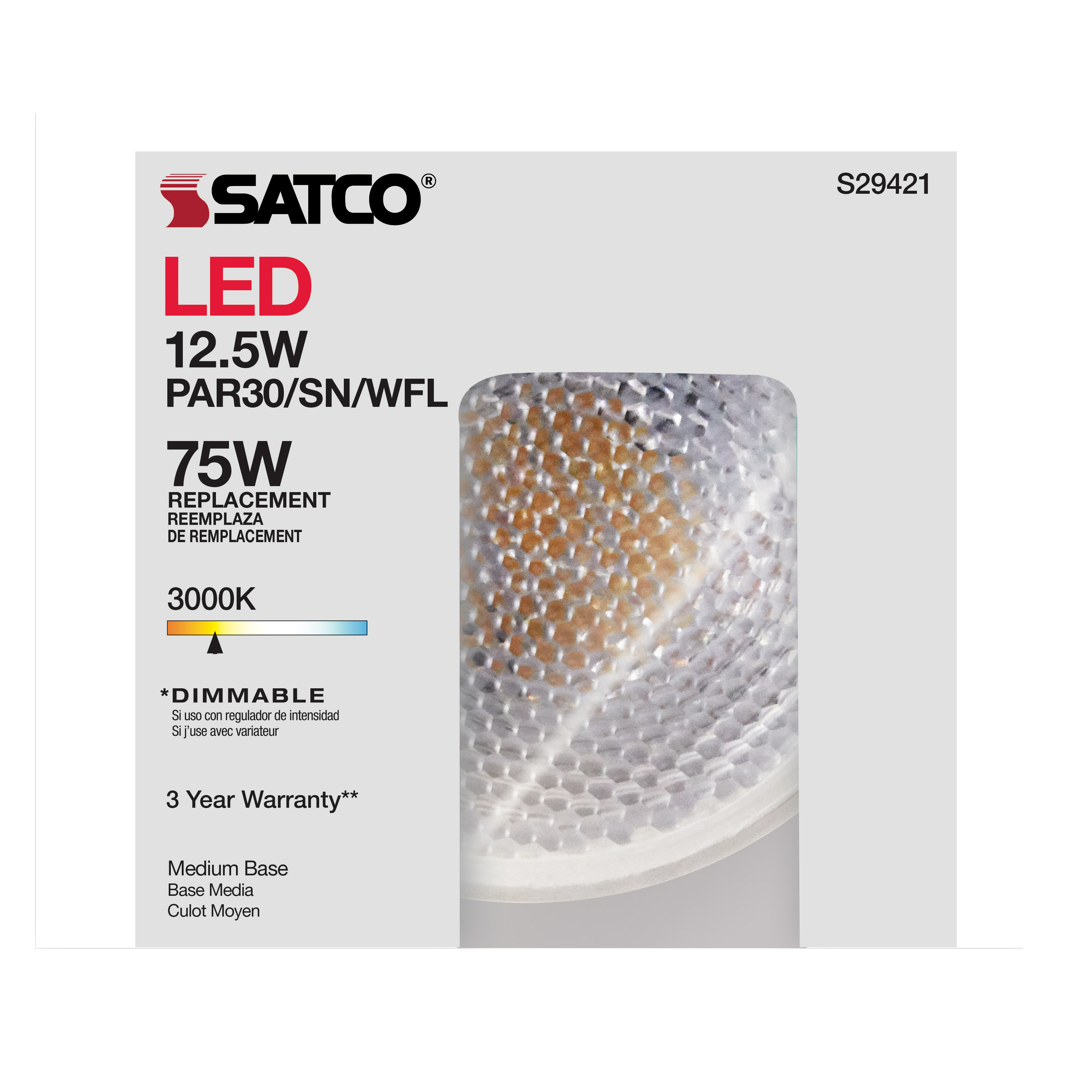 12.5PAR30/SN/LED/60'/930/120V - S29421