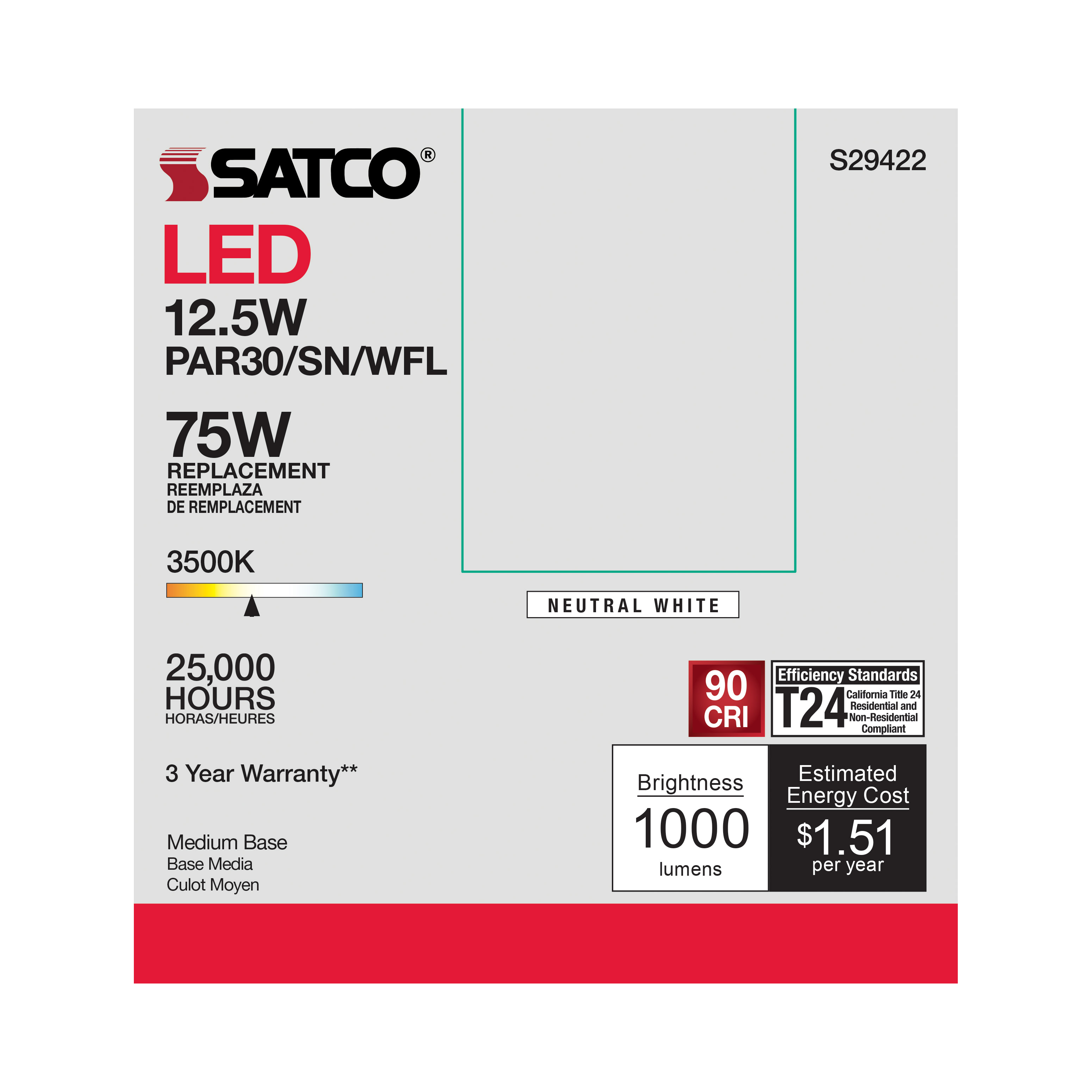 12.5PAR30/SN/LED/60'/930/120V - S29421