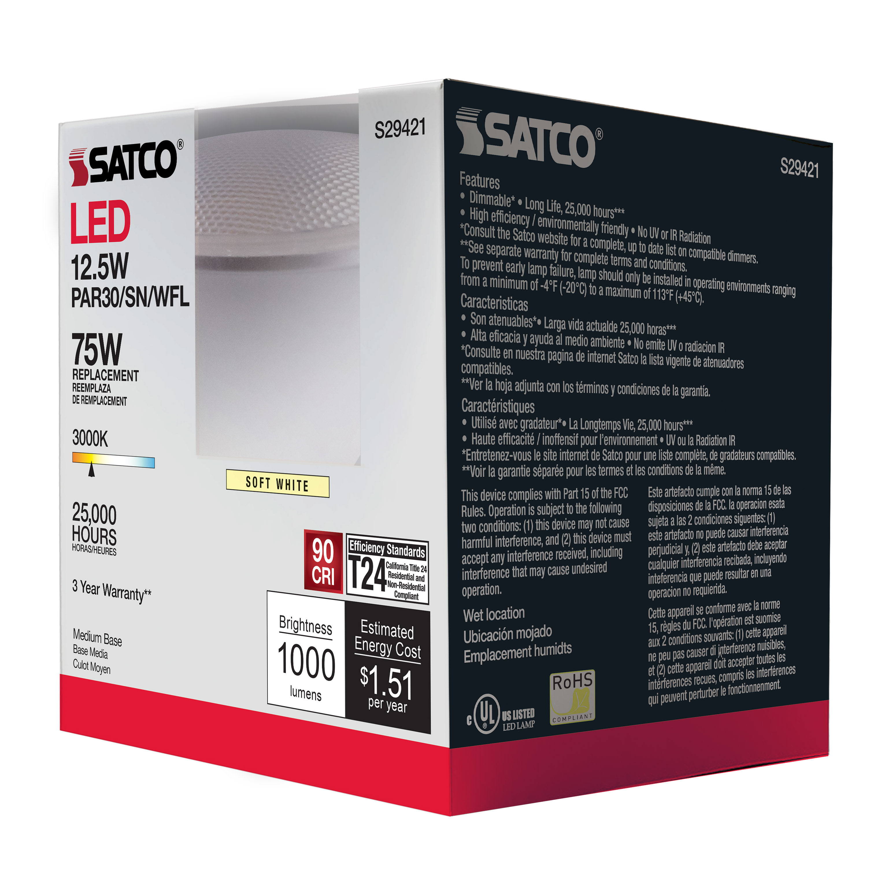 12.5PAR30/SN/LED/60'/930/120V - S29421