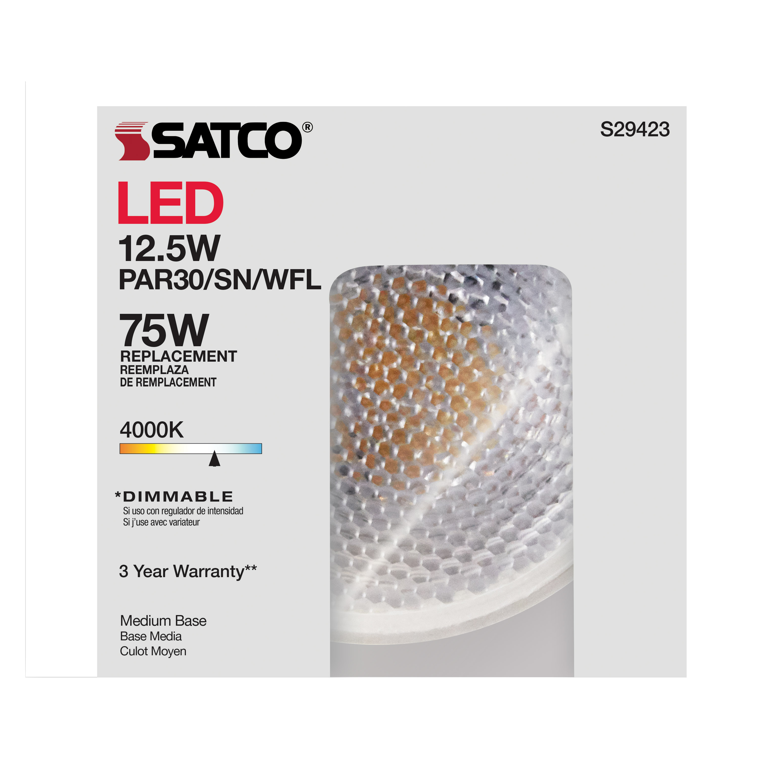 12.5PAR30/SN/LED/60'/940/120V - S29423