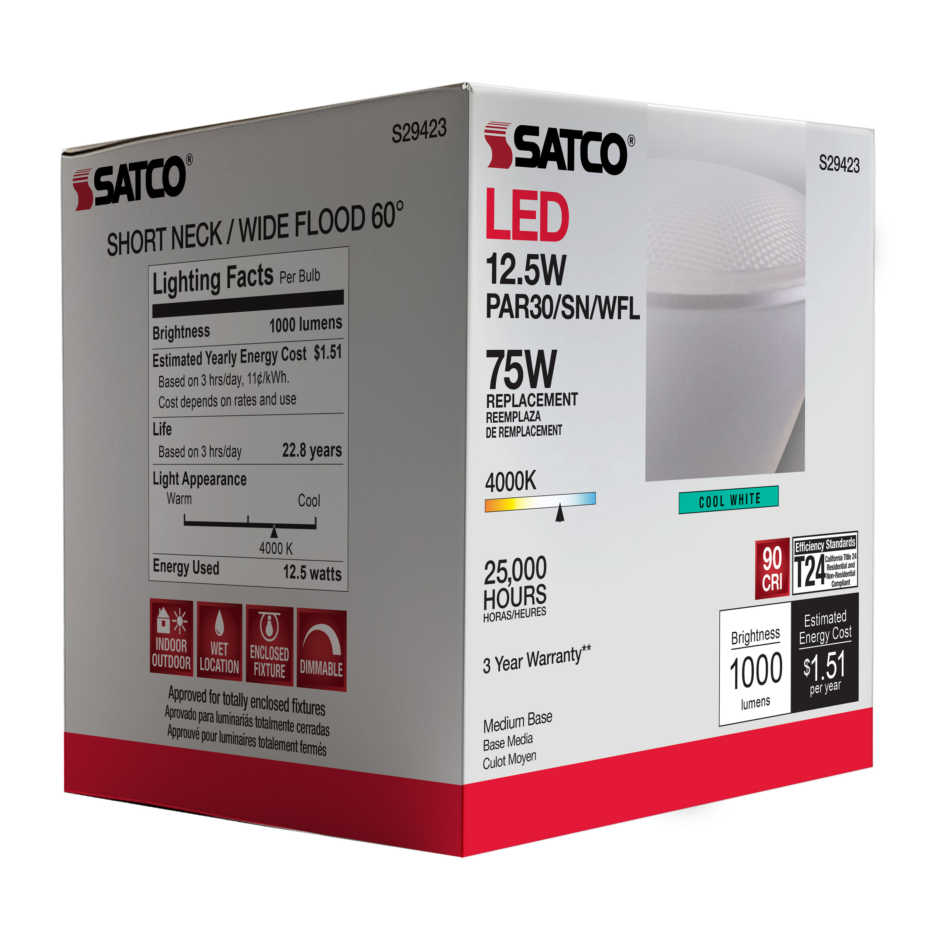 12.5PAR30/SN/LED/60'/940/120V - S29423