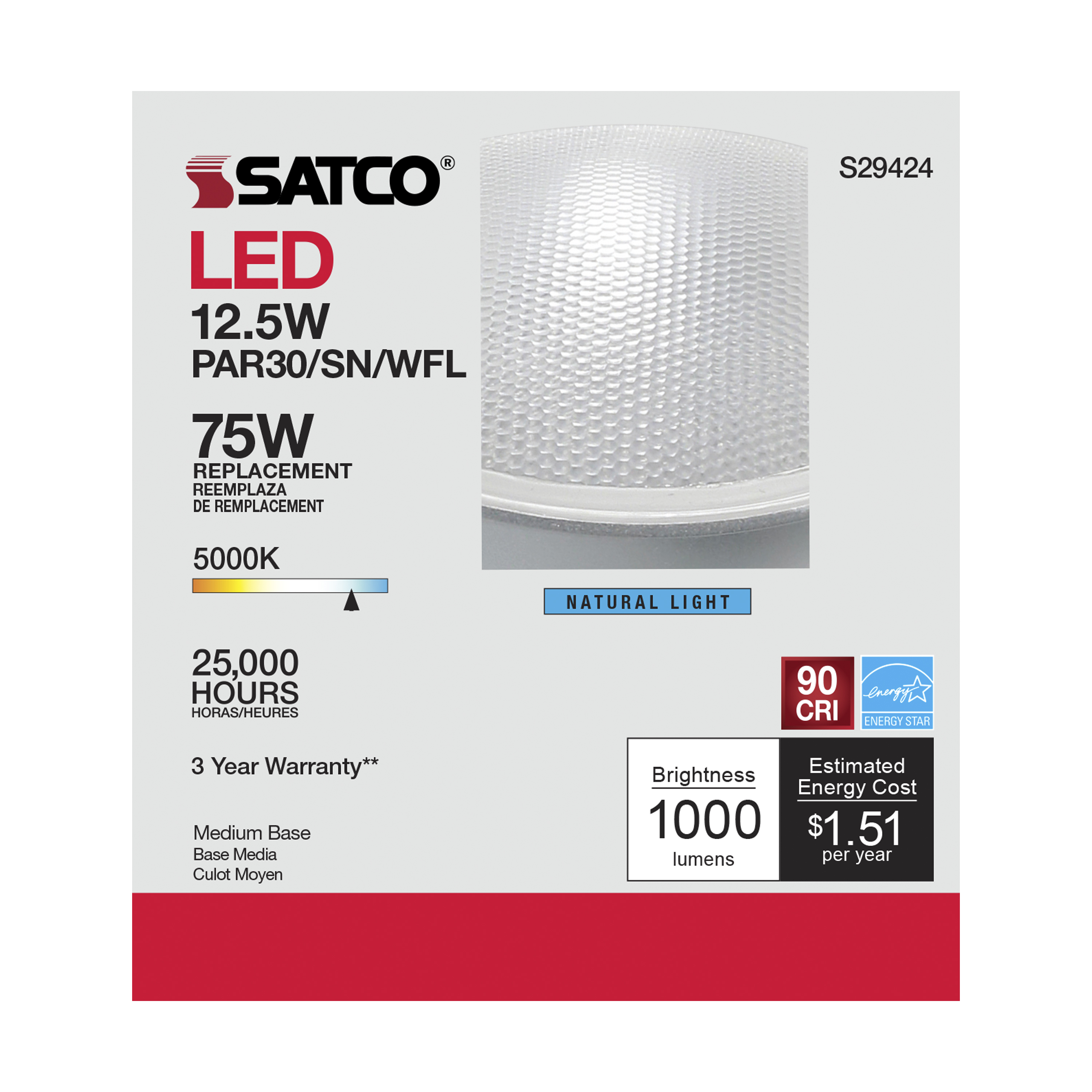 12.5PAR30/SN/LED/60'/950/120V - S29424