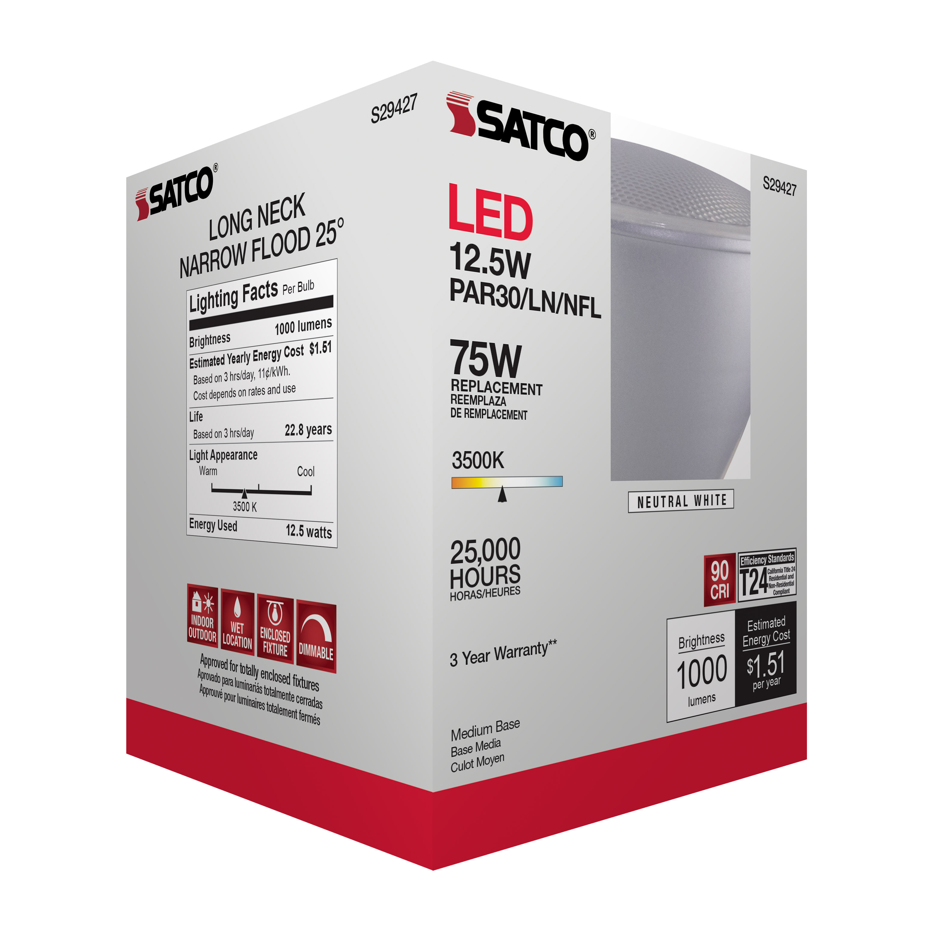 12.5PAR30/LN/LED/25'/935/120V - S29427