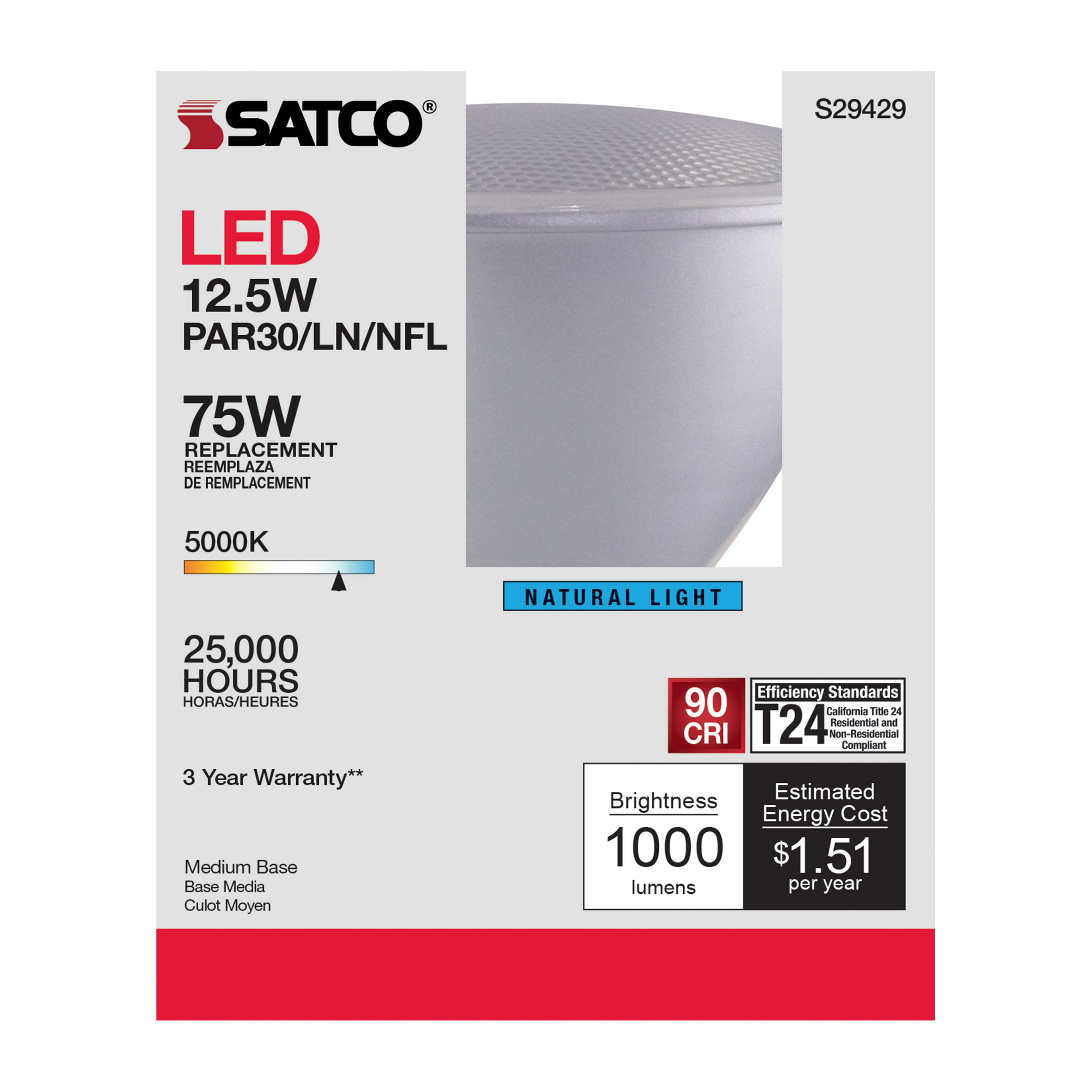 12.5PAR30/LN/LED/25'/950/120V - S29429