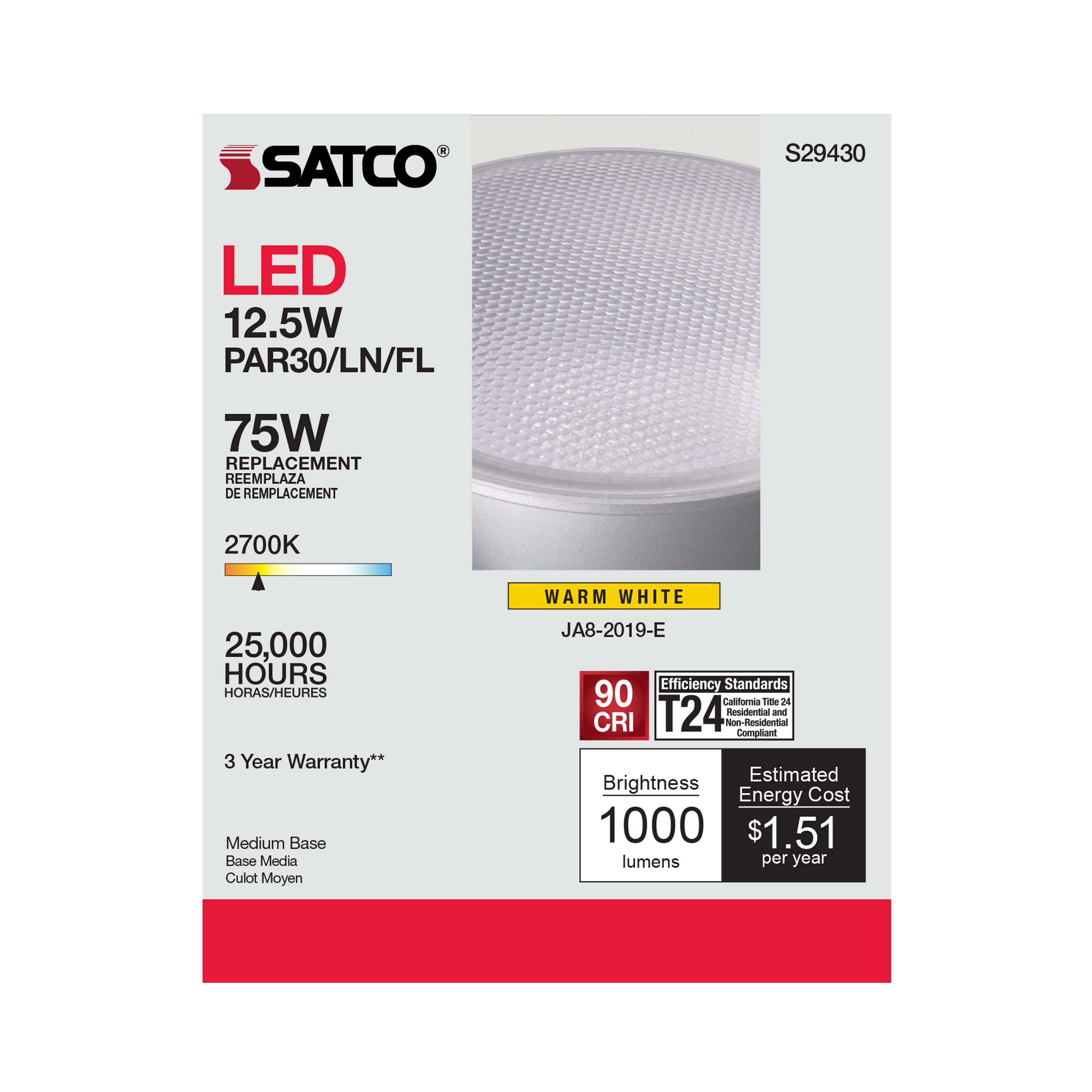 12.5PAR30/LN/LED/40'/927/120V - S29430