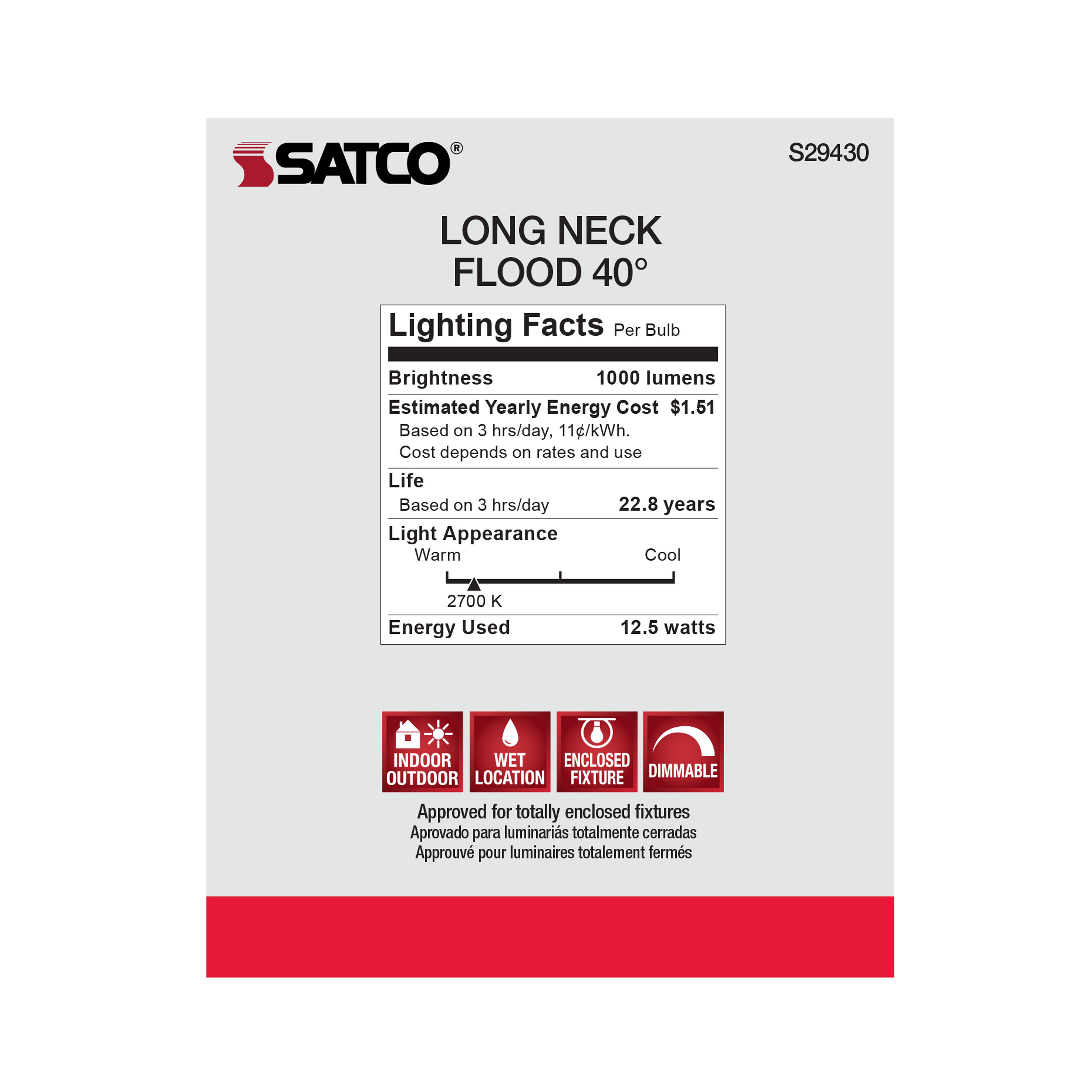 12.5PAR30/LN/LED/40'/927/120V - S29430