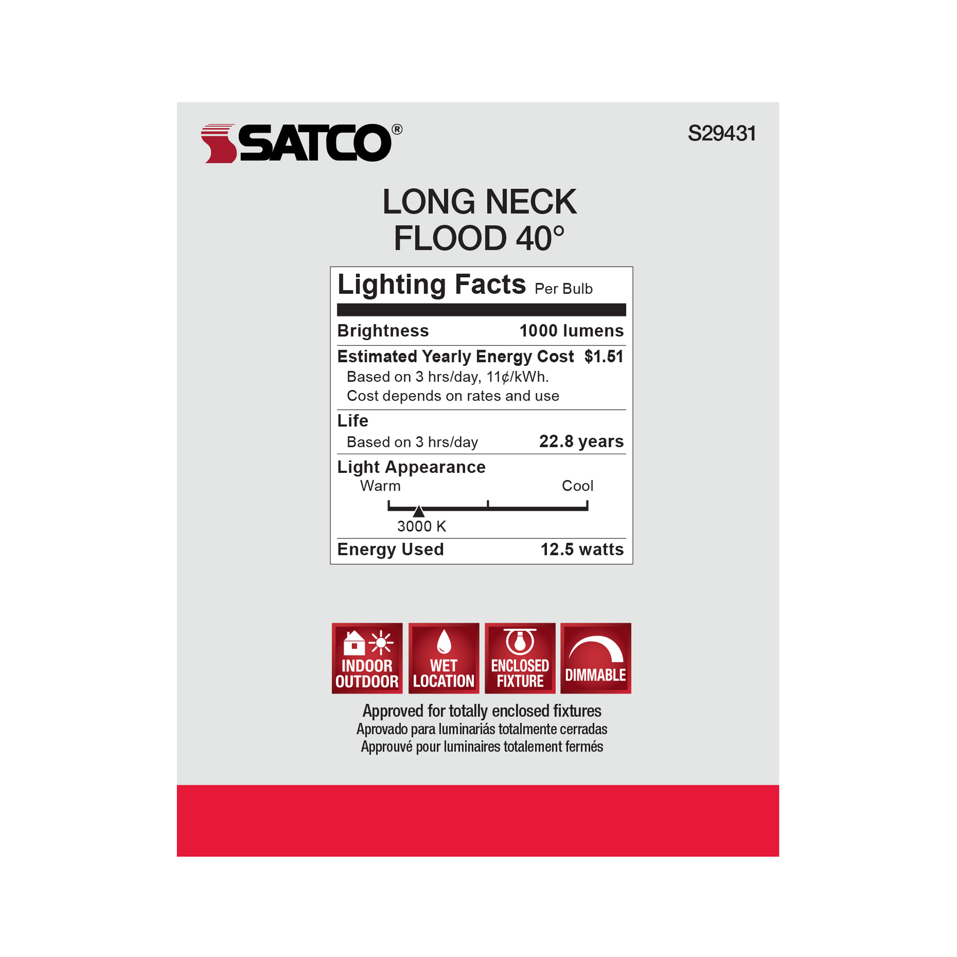 12.5PAR30/LN/LED/40'/930/120V - S29431