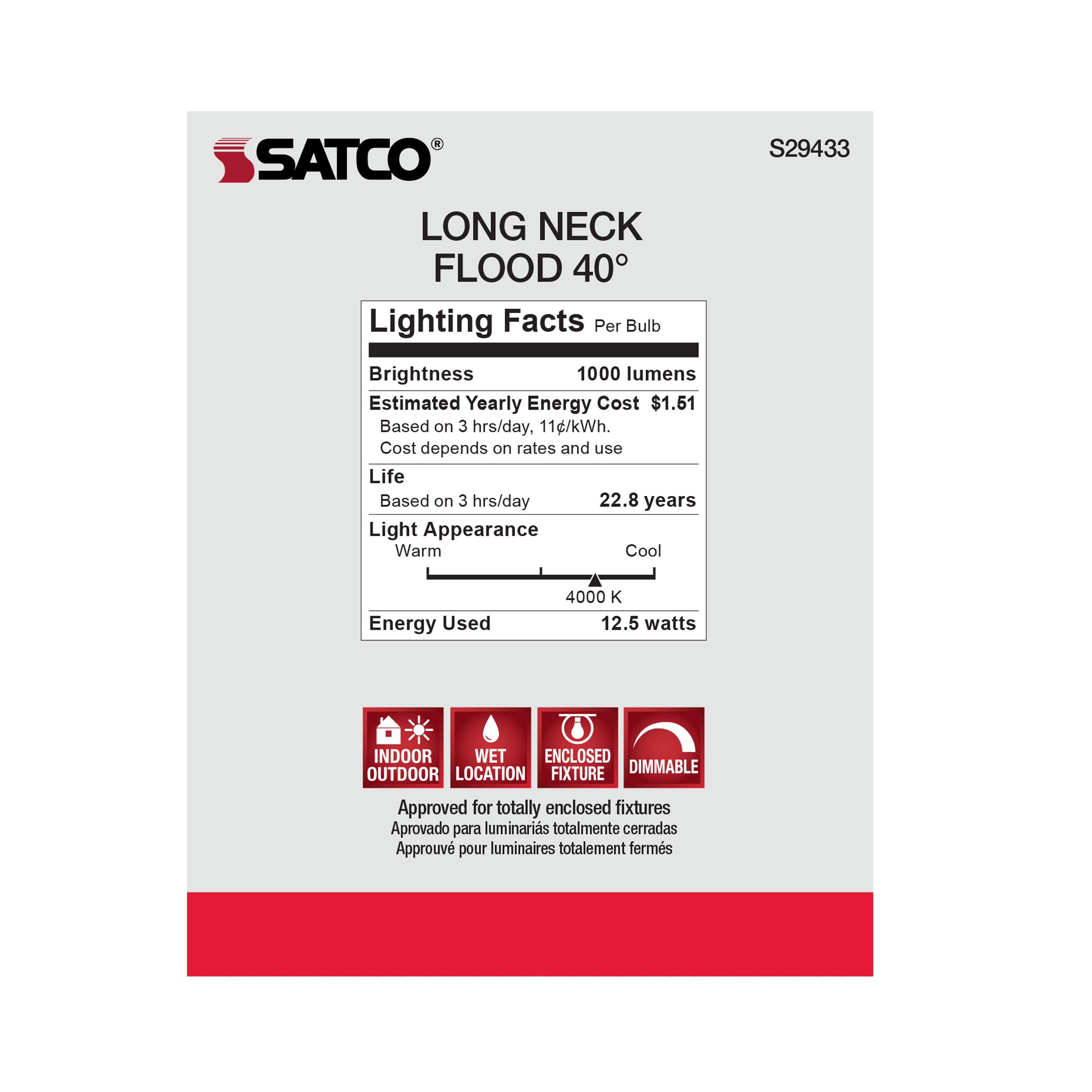 12.5PAR30/LN/LED/40'/940/120V - S29433