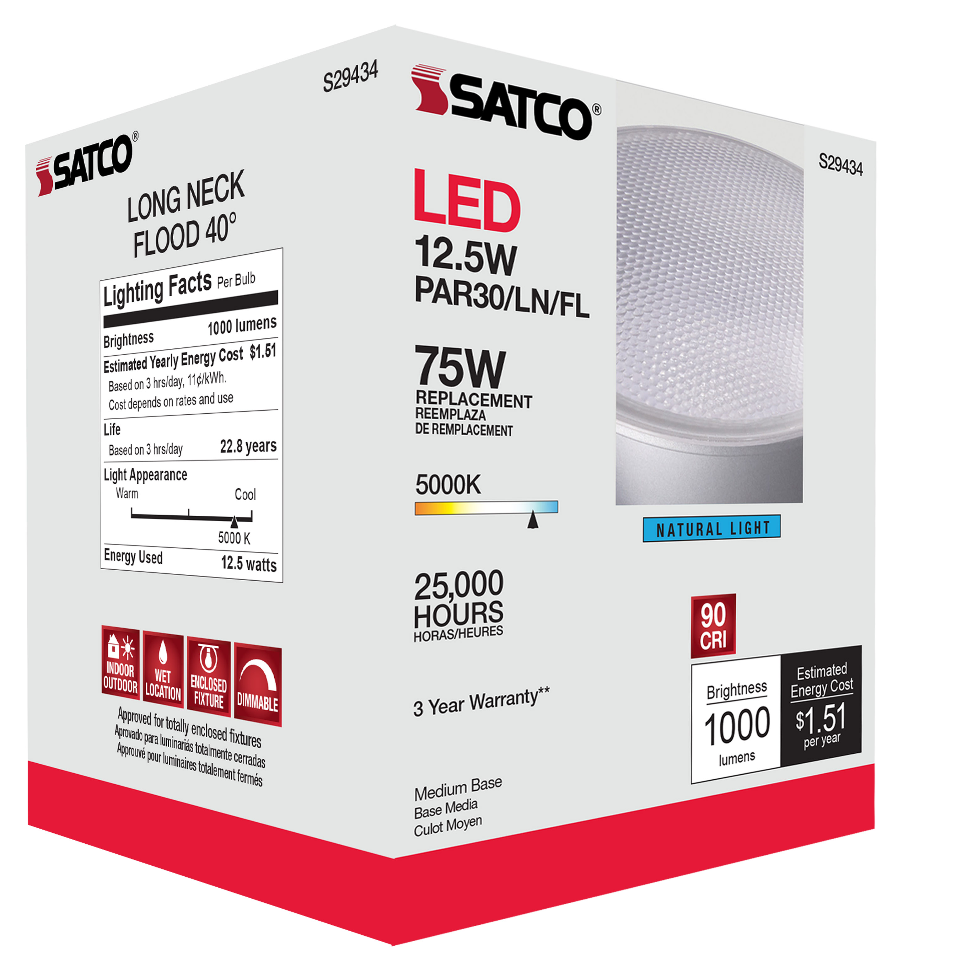 12.5PAR30/LN/LED/40'/950/120V - S29434