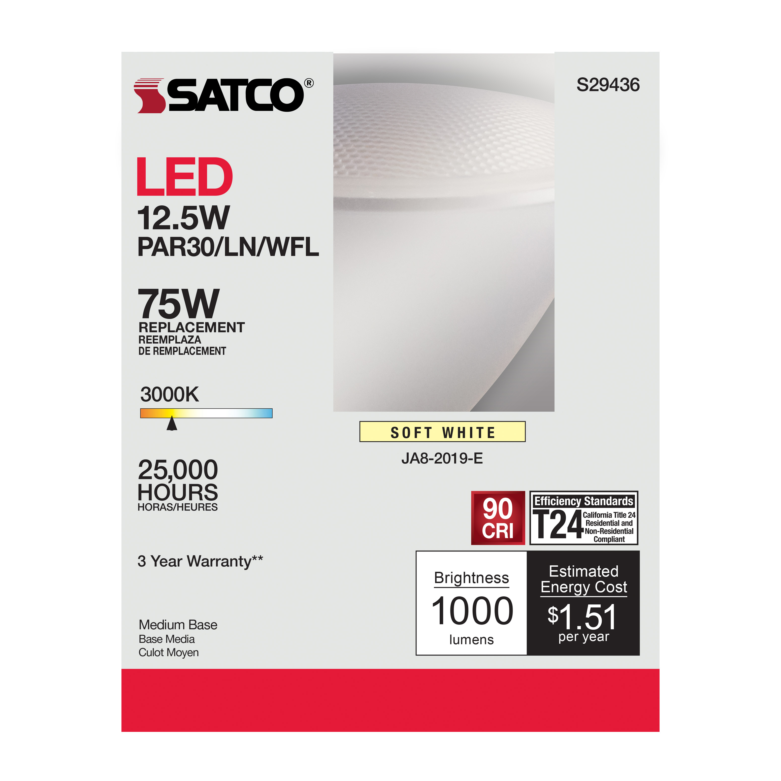 12.5PAR30/LN/LED/60'/930/120V - S29436