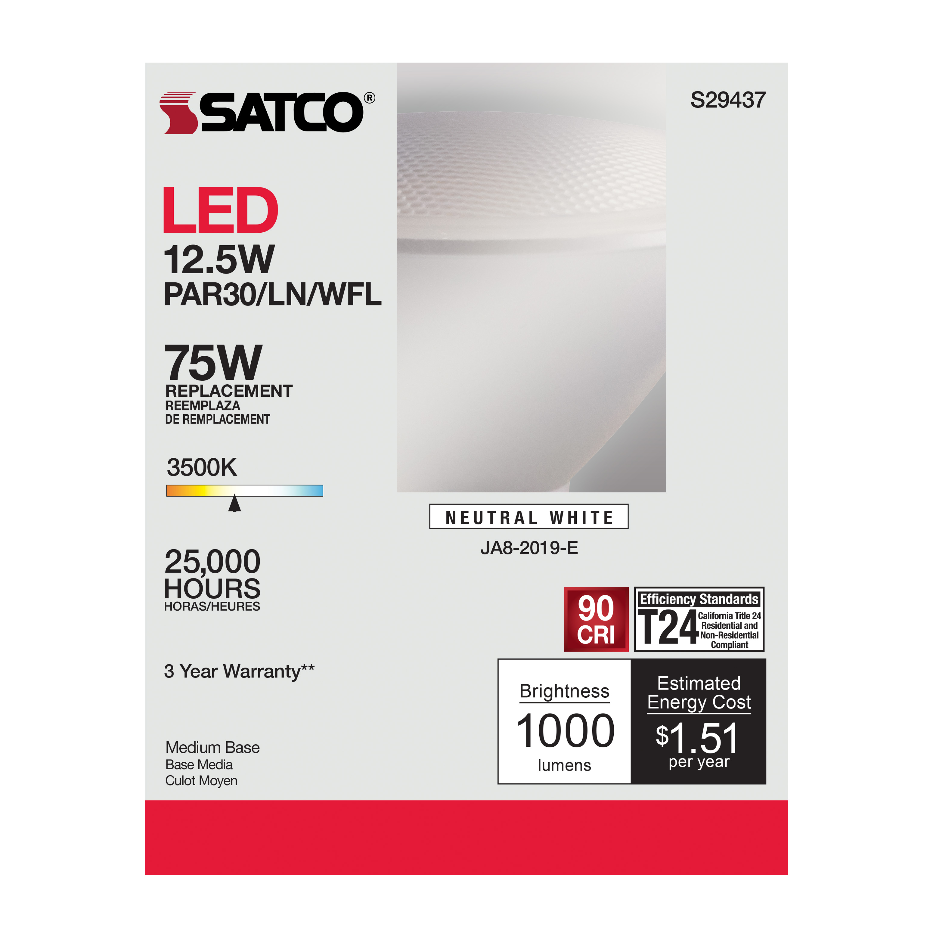 12.5PAR30/LN/LED/60'/935/120V - S29437