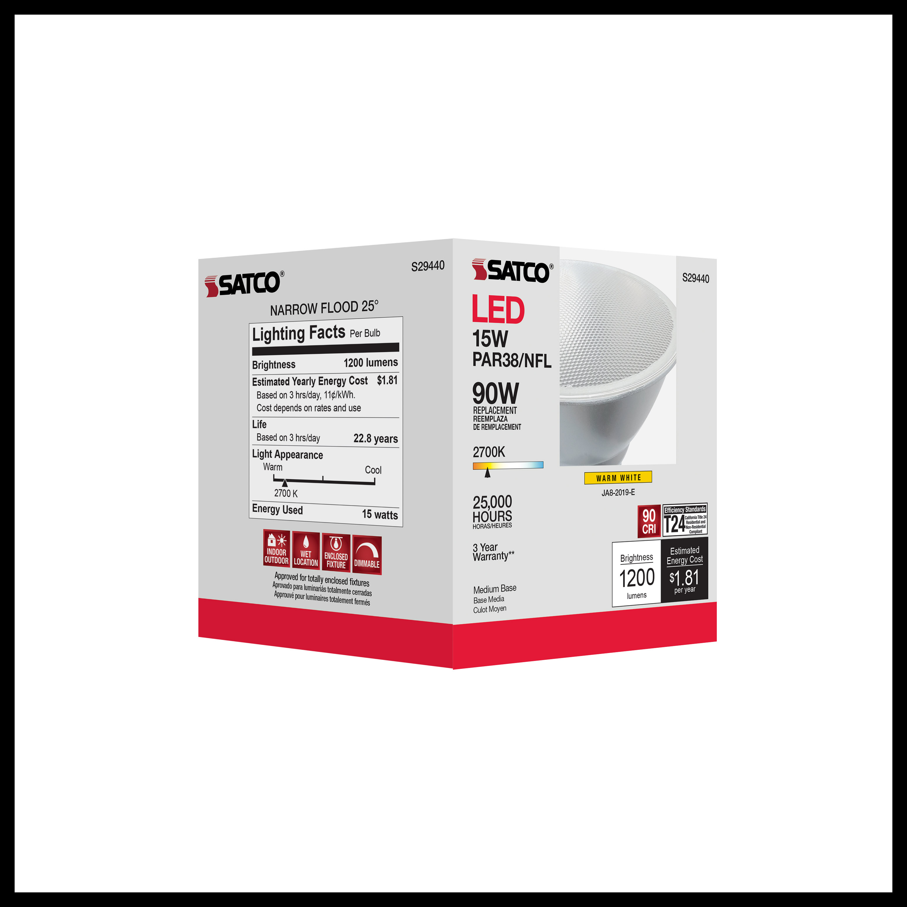 15PAR38/LED/25'/927/120V - S29440