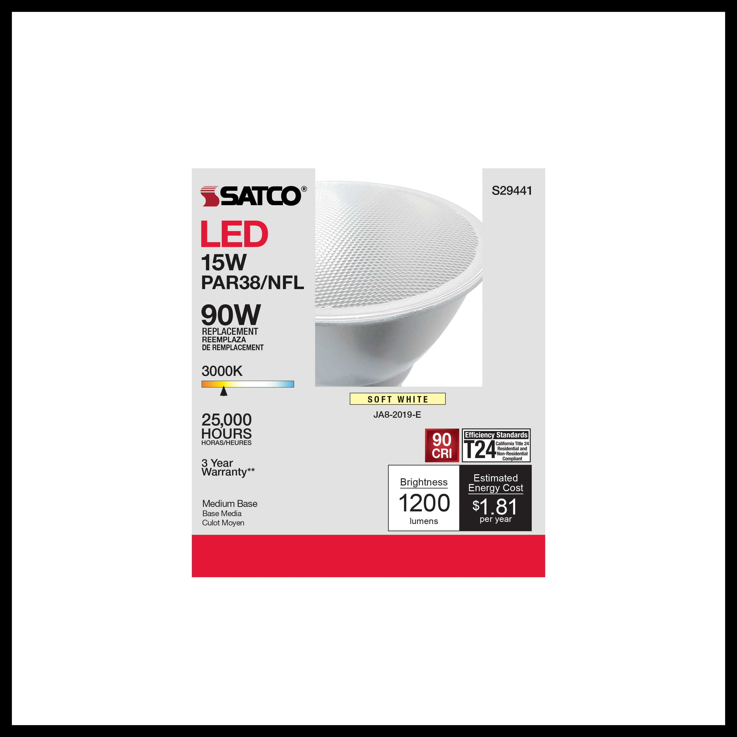 15PAR38/LED/25'/930/120V - S29441