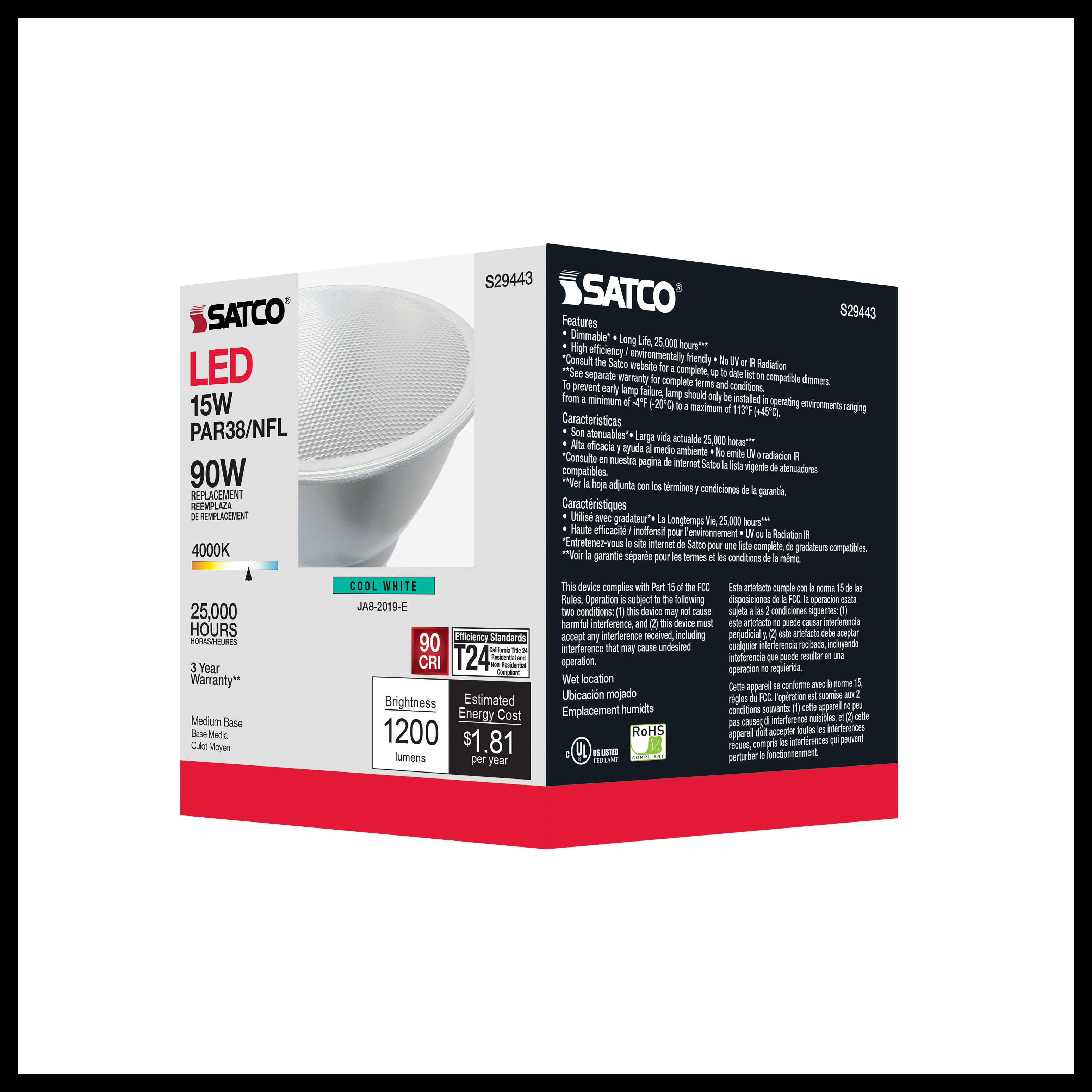 15PAR38/LED/25'/940/120V - S29443