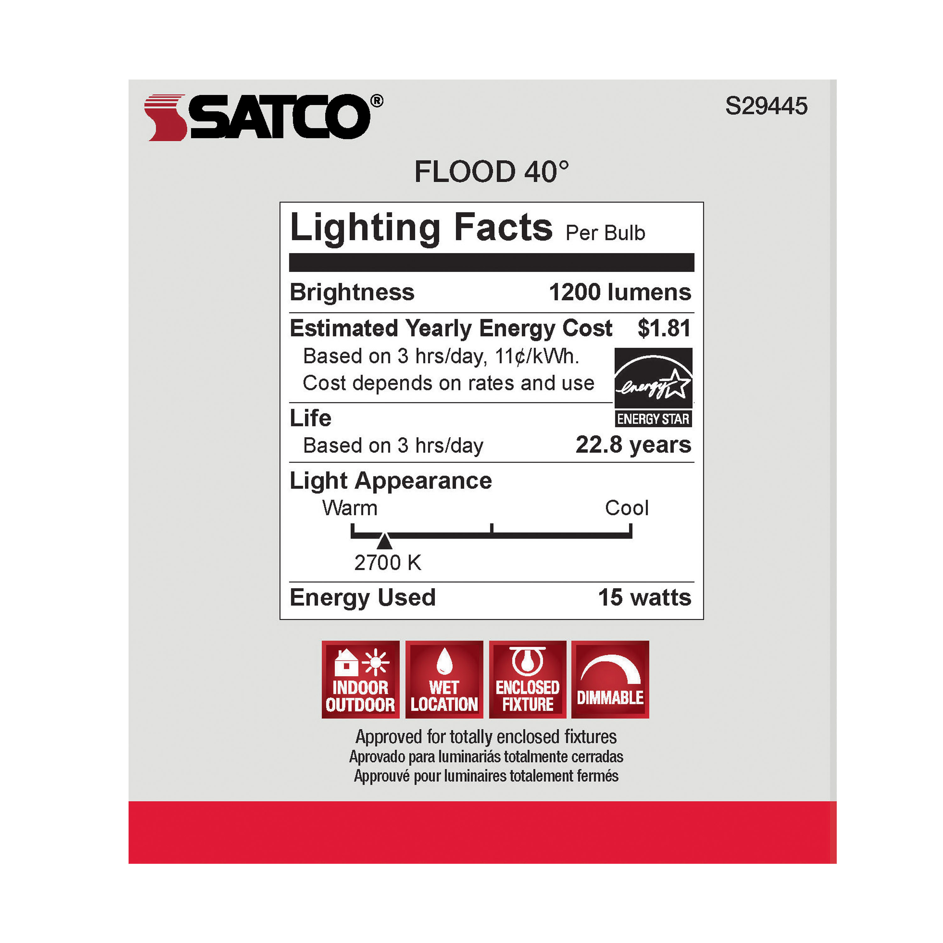 15PAR38/LED/40'/927/120V - S29445