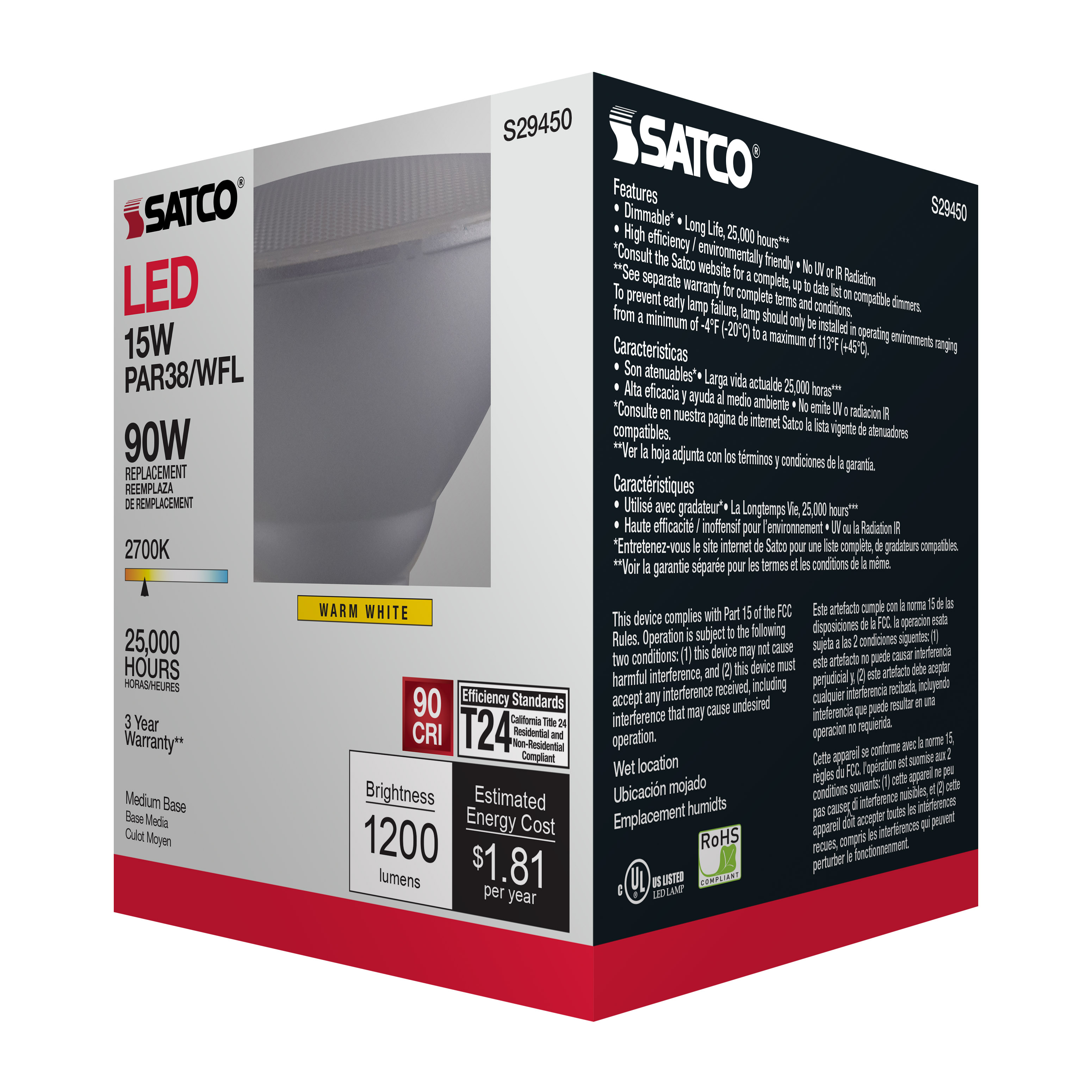15PAR38/LED/60'/927/120V - S29450
