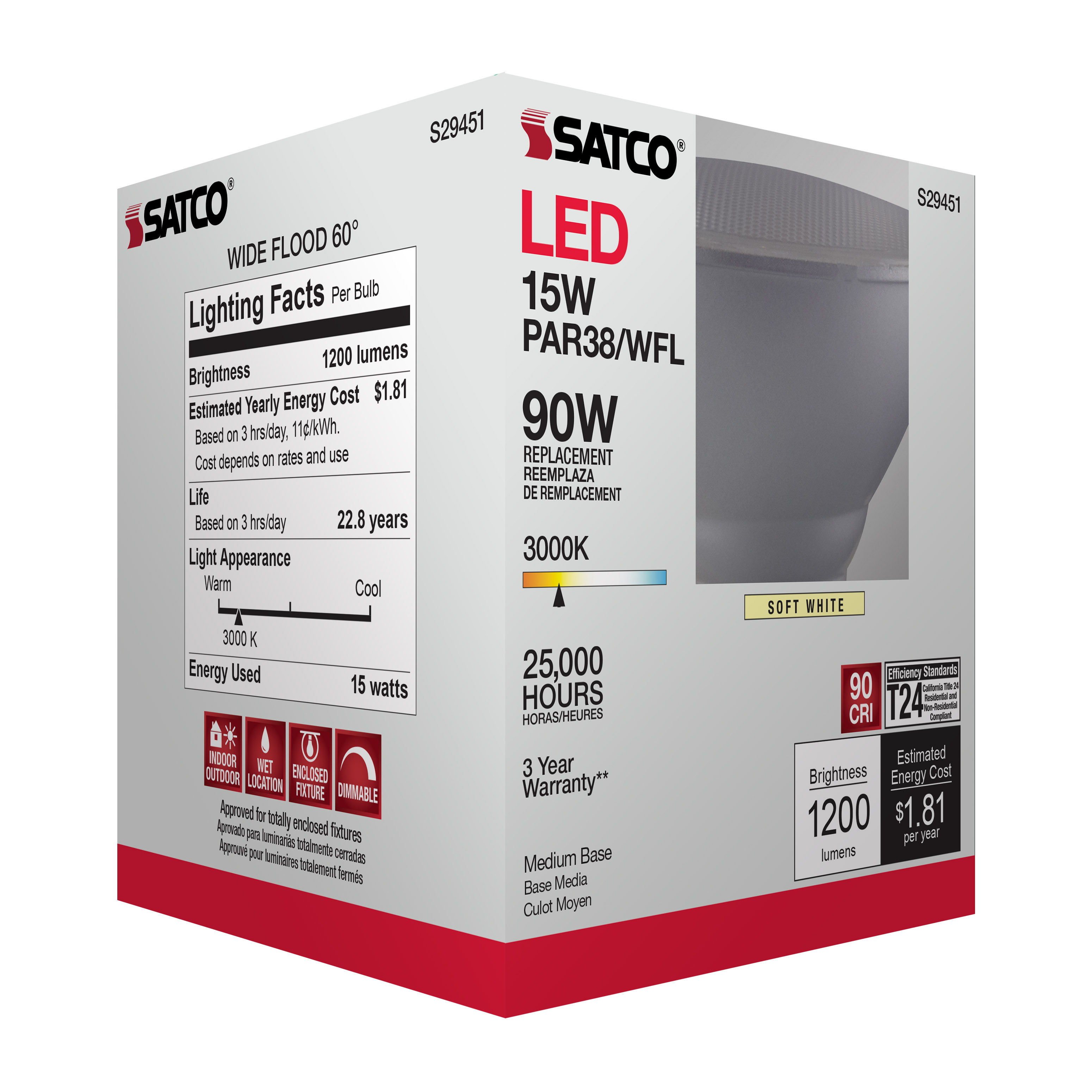 15PAR38/LED/60'/930/120V - S29451