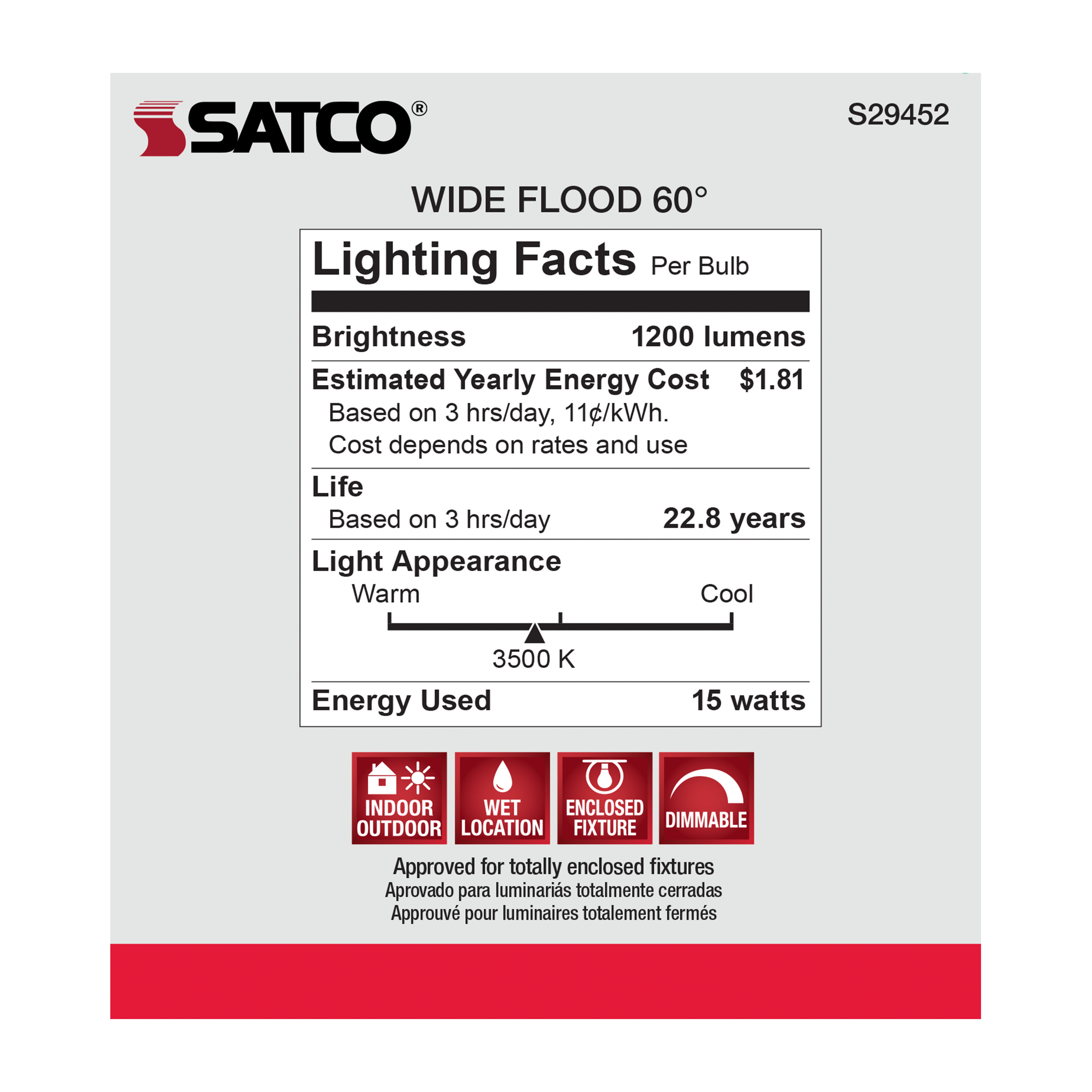 15PAR38/LED/60'/935/120V - S29452