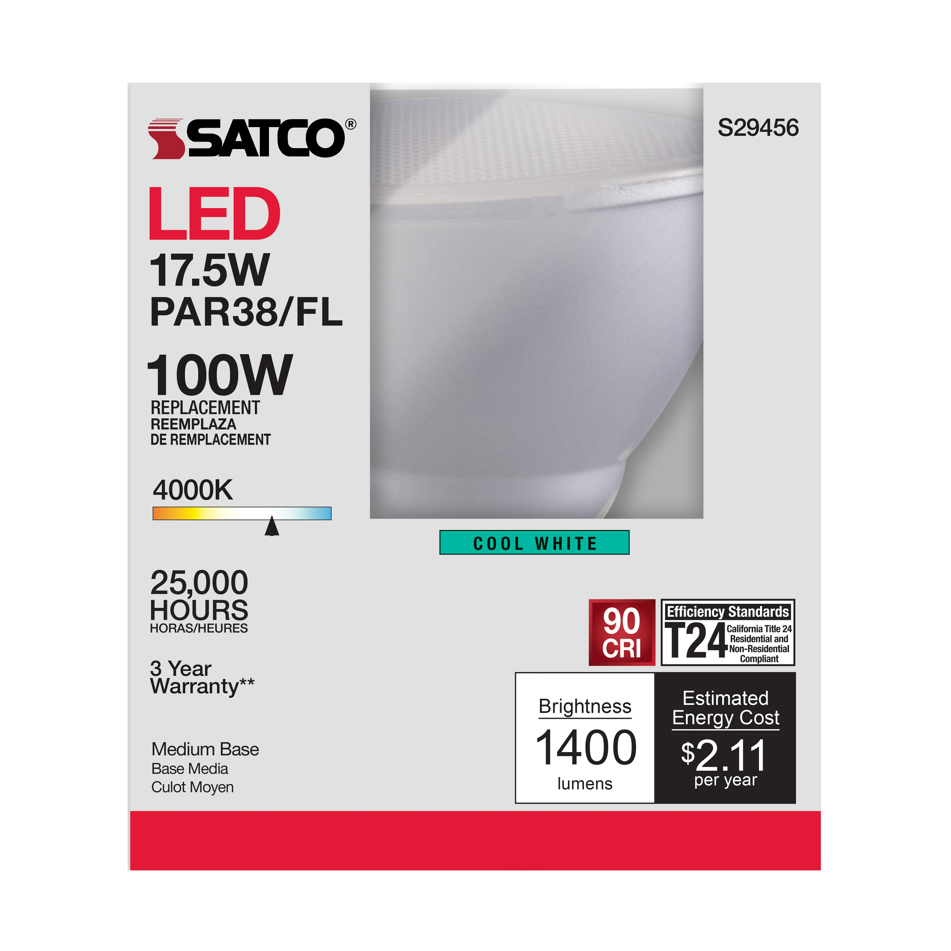 17.5PAR38/LED/40'/940/120V - S29456