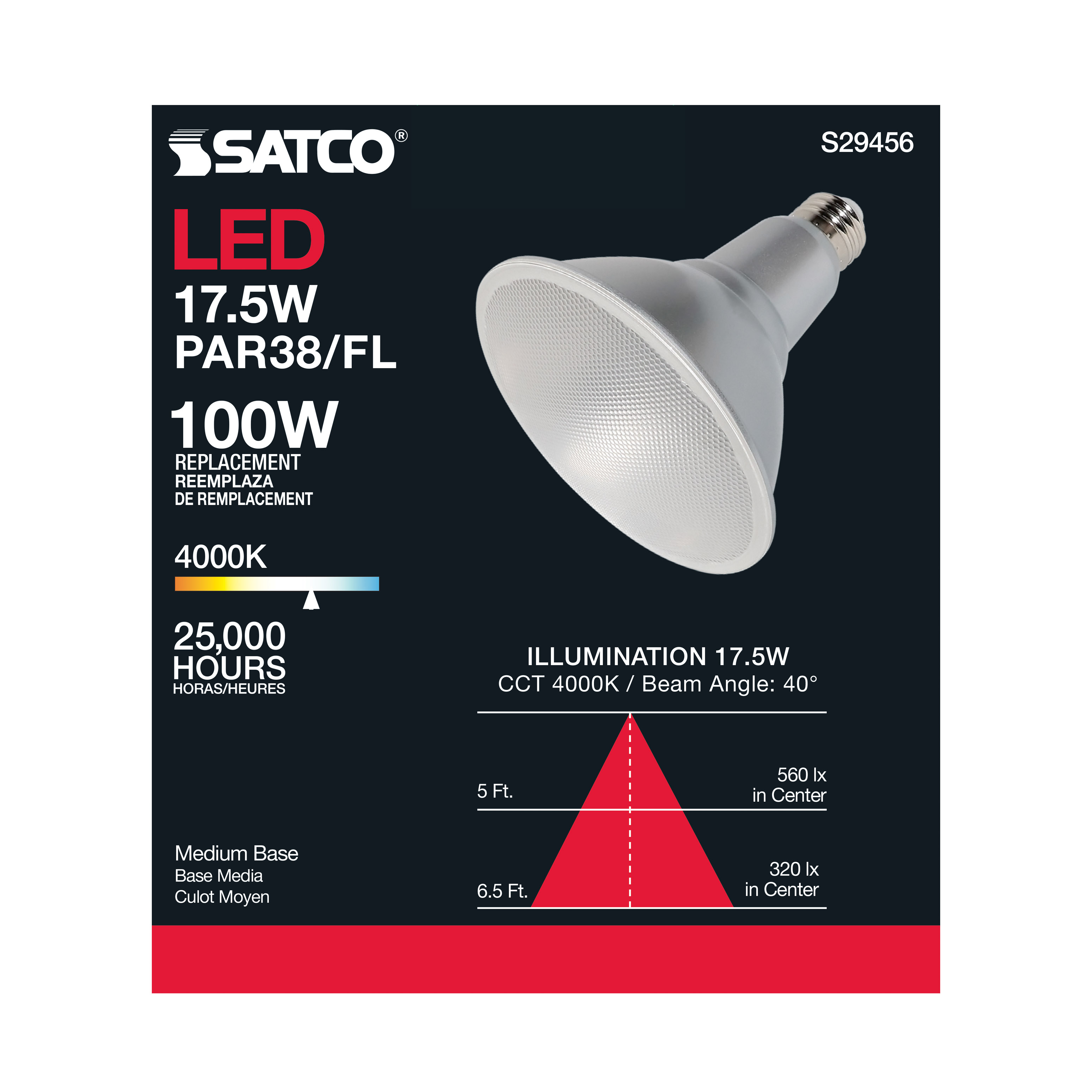 17.5PAR38/LED/40'/940/120V - S29456