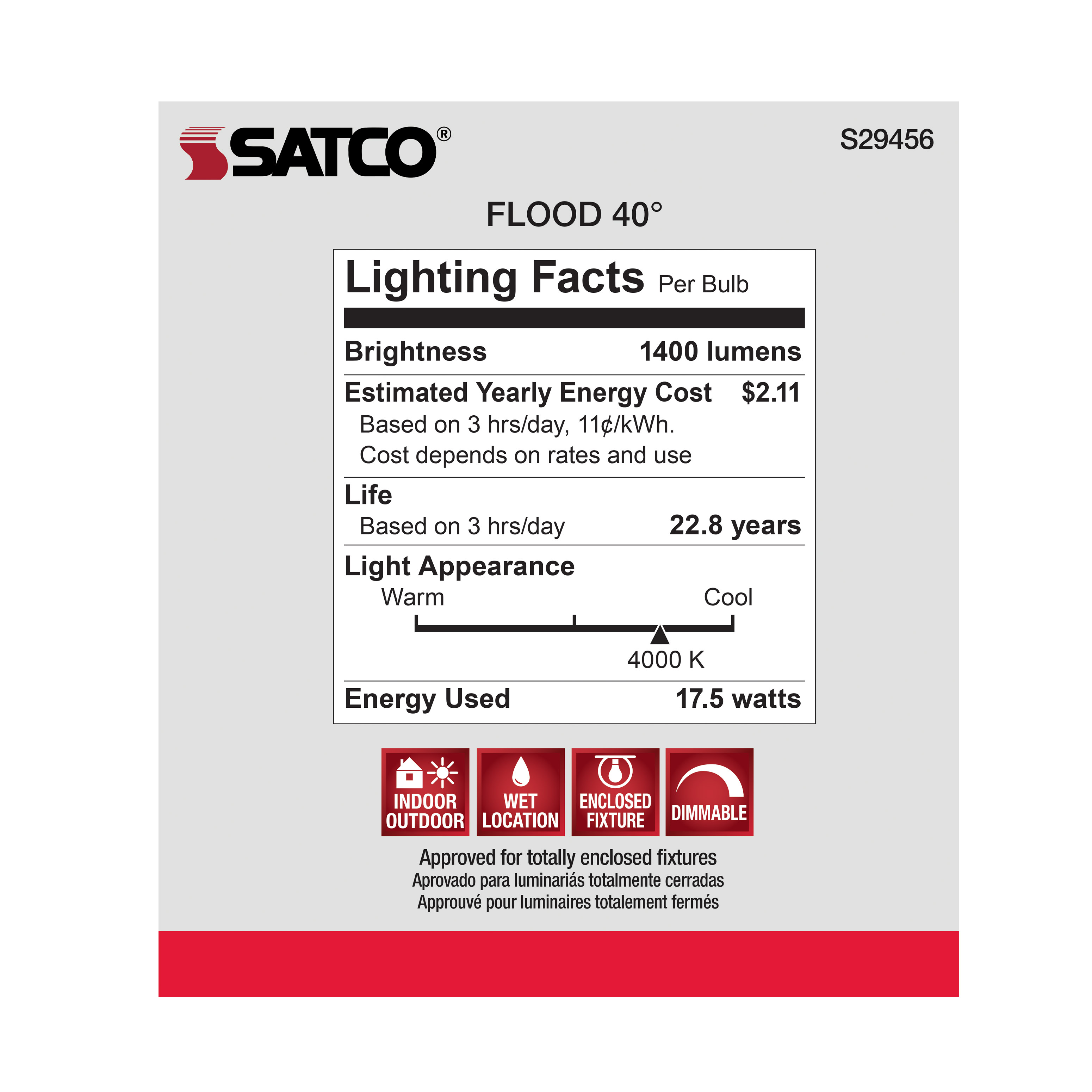 17.5PAR38/LED/40'/940/120V - S29456