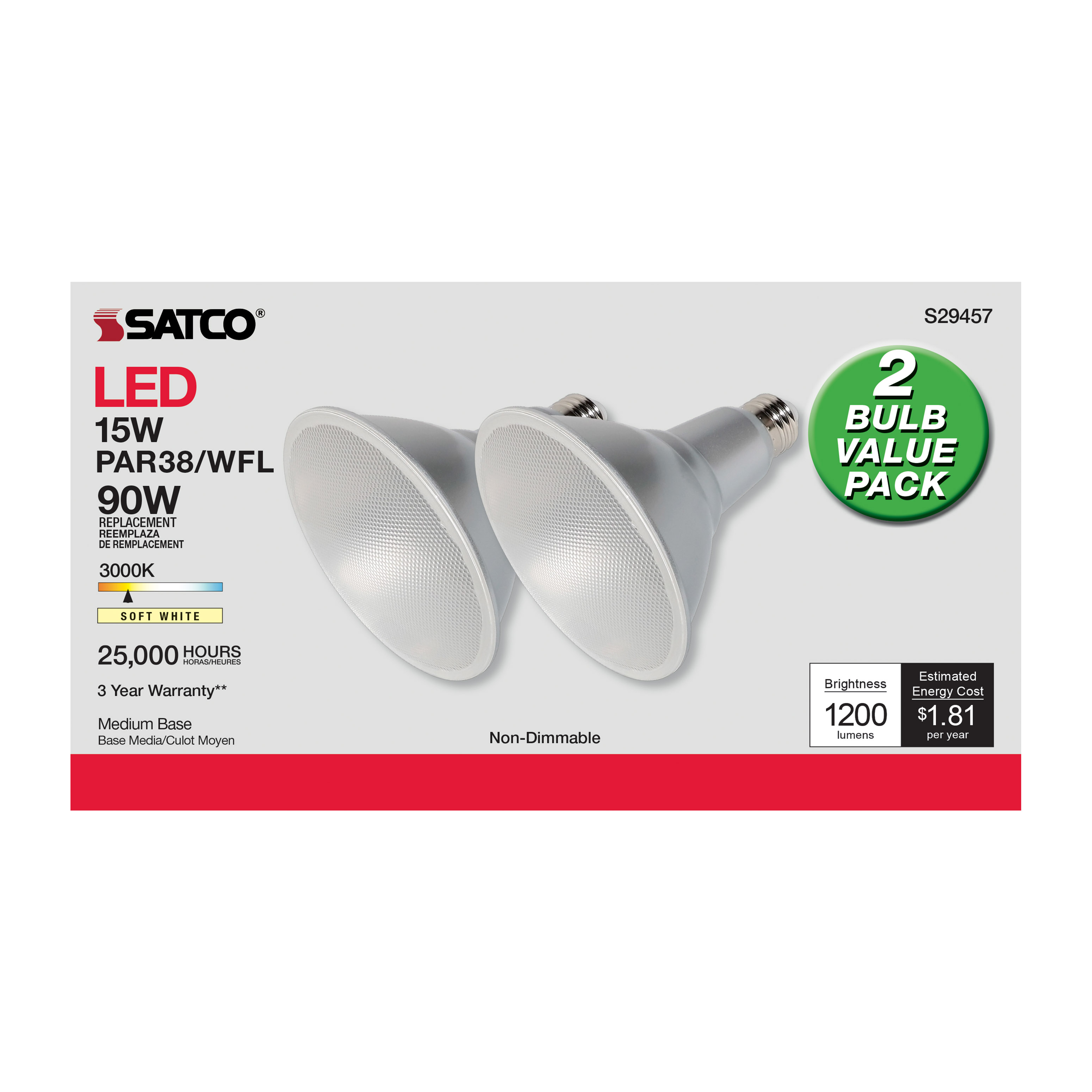 15PAR38/LED/60'/930/120V/ND/2P - S29457