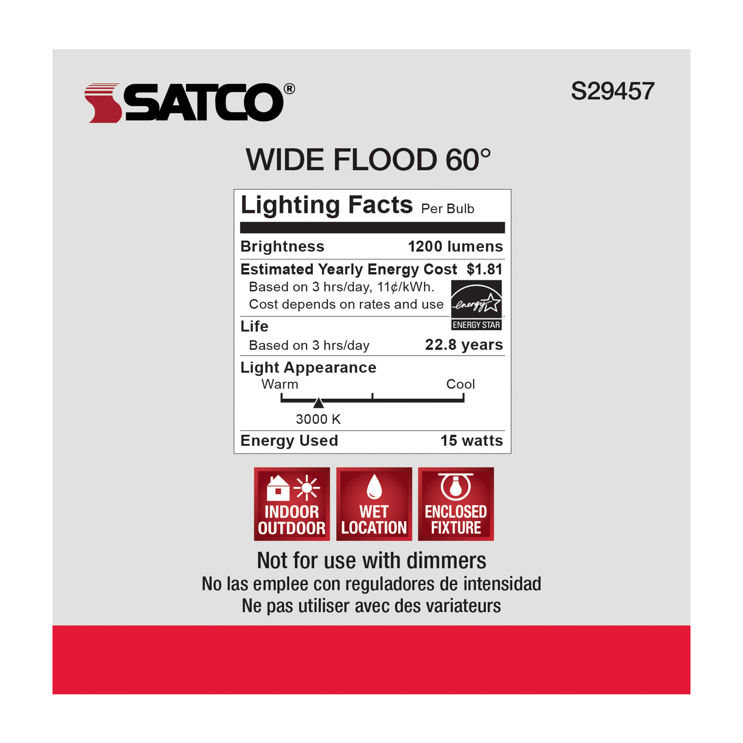 15PAR38/LED/60'/930/120V/ND/2P - S29457