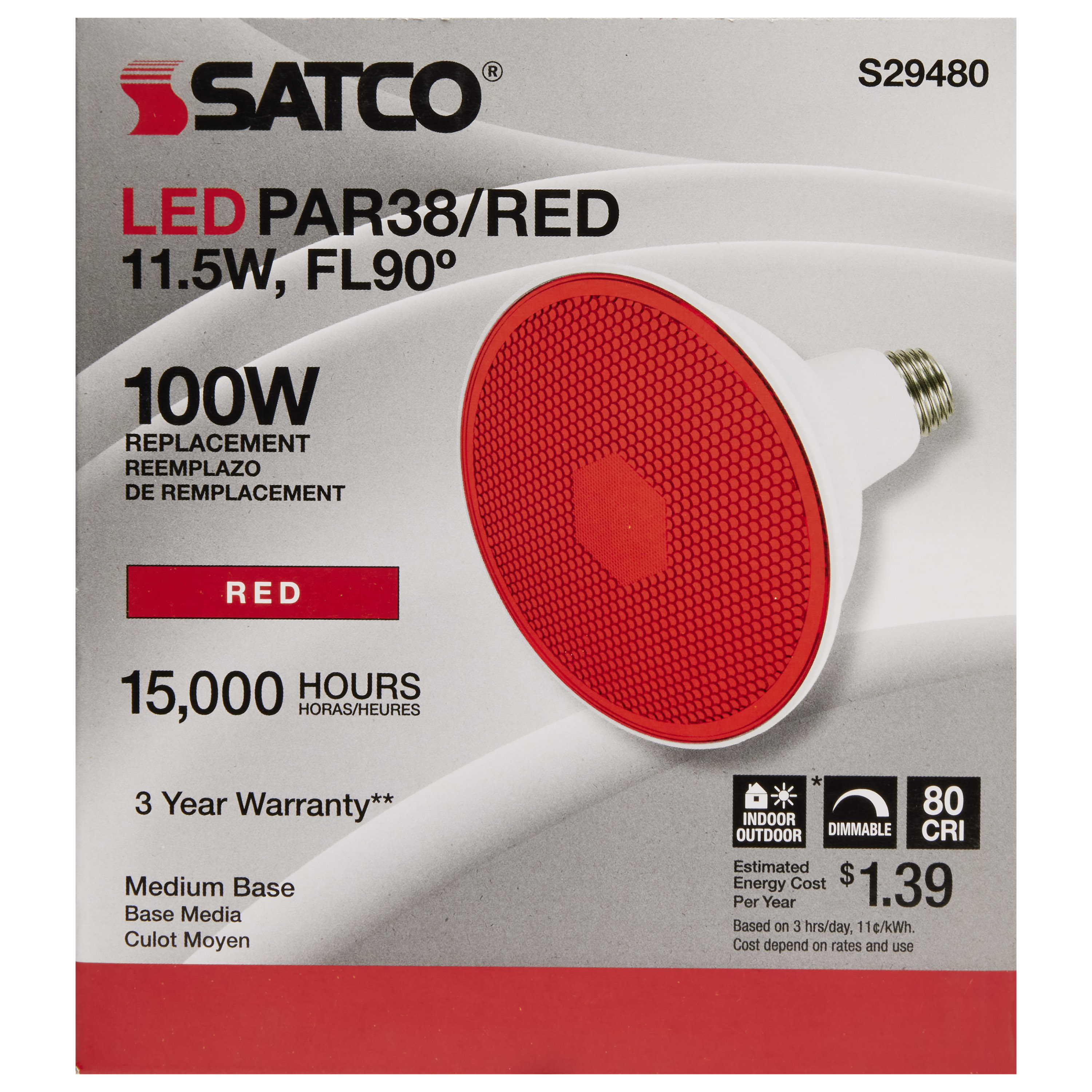 11.5PAR38/LED/90'/RED - S29480