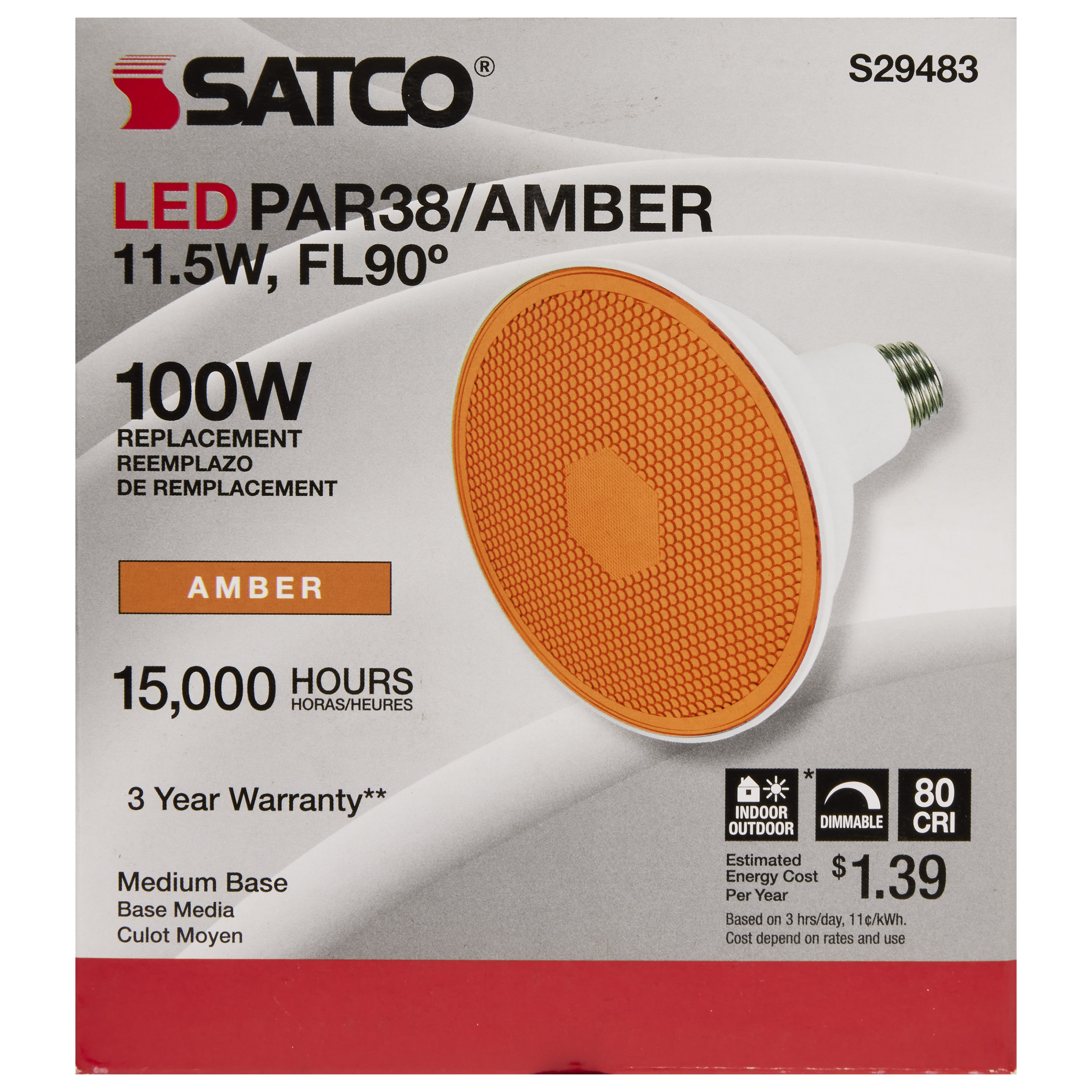 11.5PAR38/LED/90'/AMBER - S29483