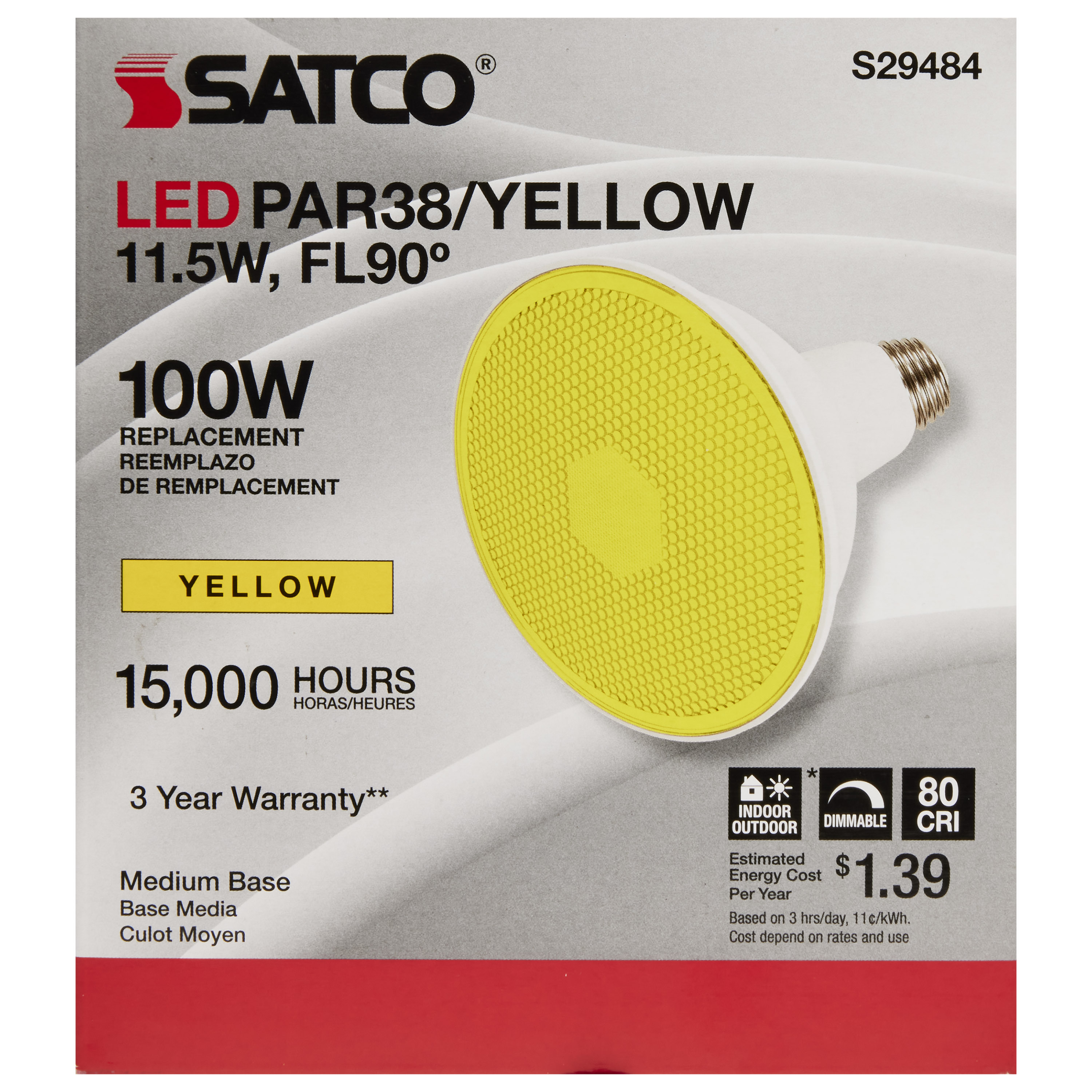 11.5PAR38/LED/90'/YELLOW - S29484