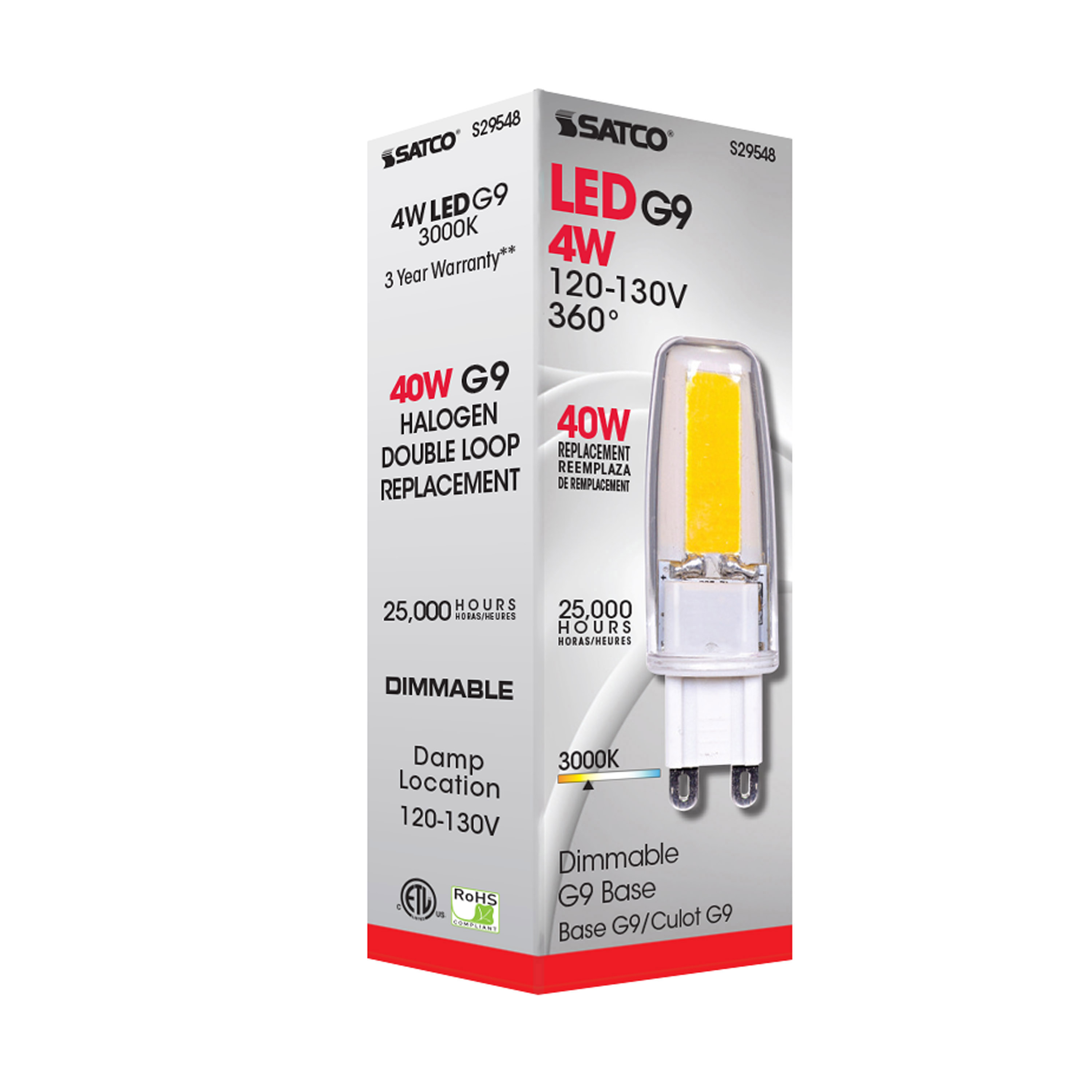 LED4W JCD/G9 120-130V 3000K - S29548