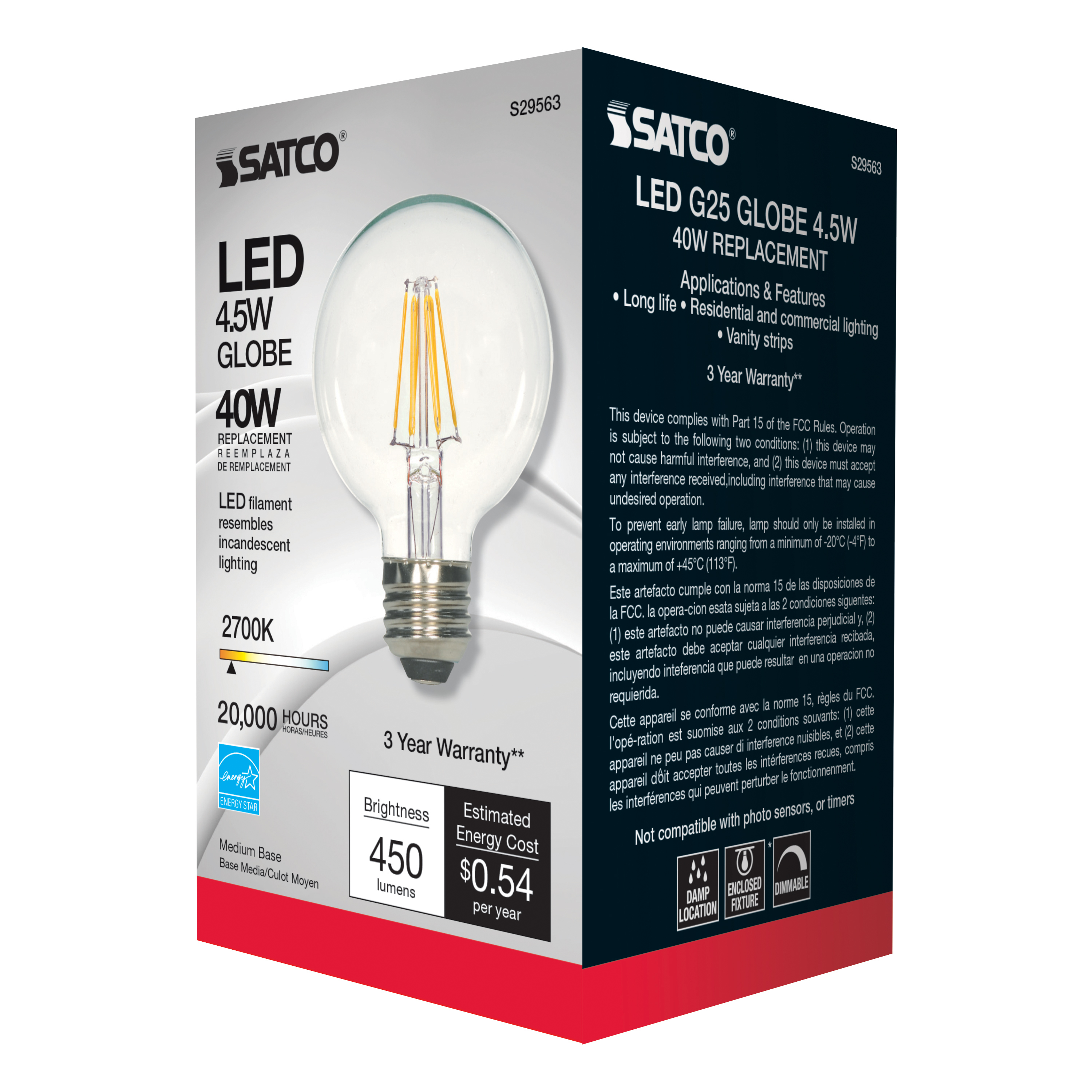 4.5G25/CL/LED/E26/27K/120V - S29563