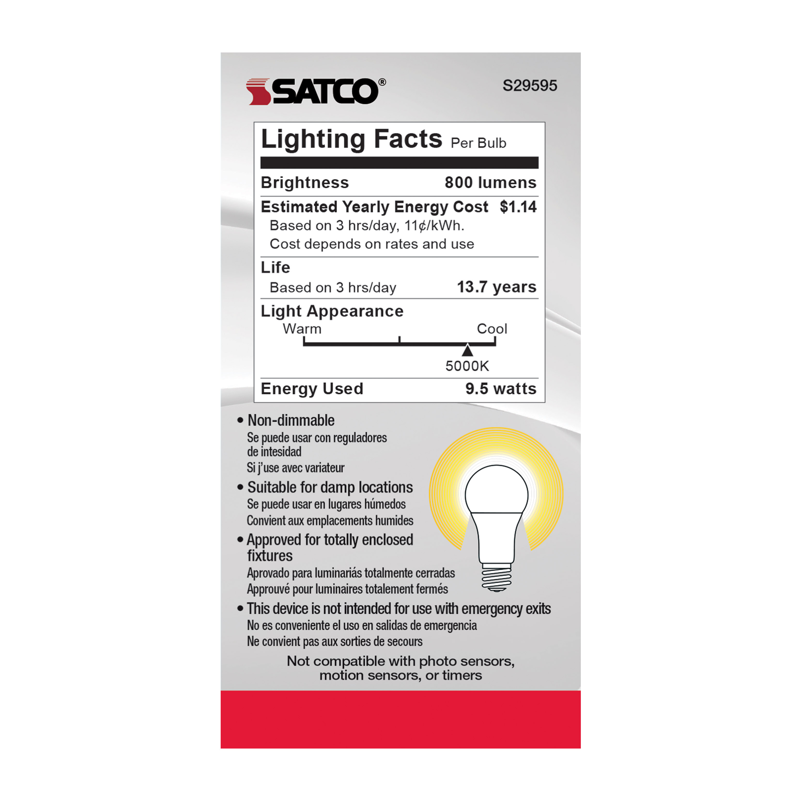 9.5A19/LED/850/ND/120V - S29595