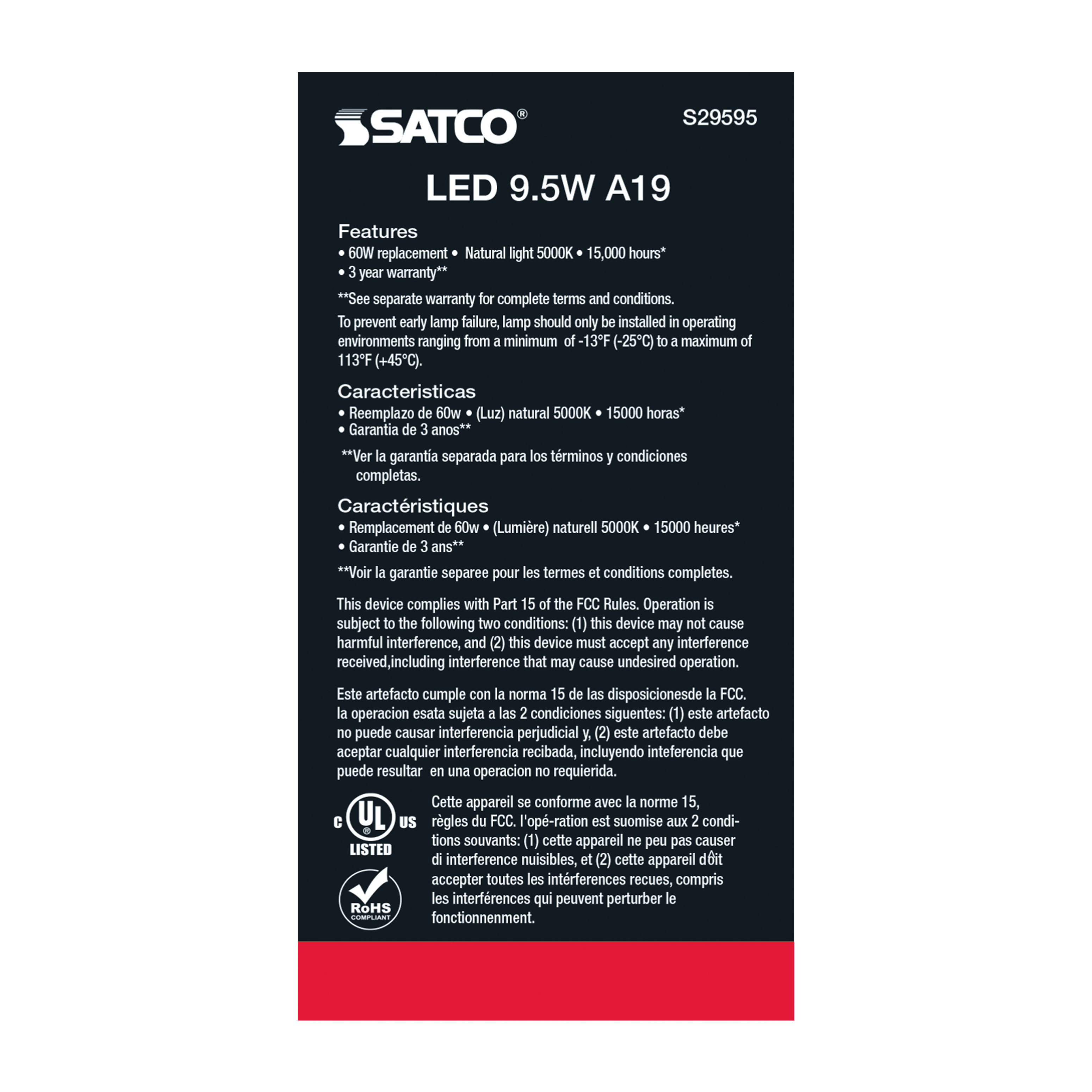 9.5A19/LED/850/ND/120V - S29595