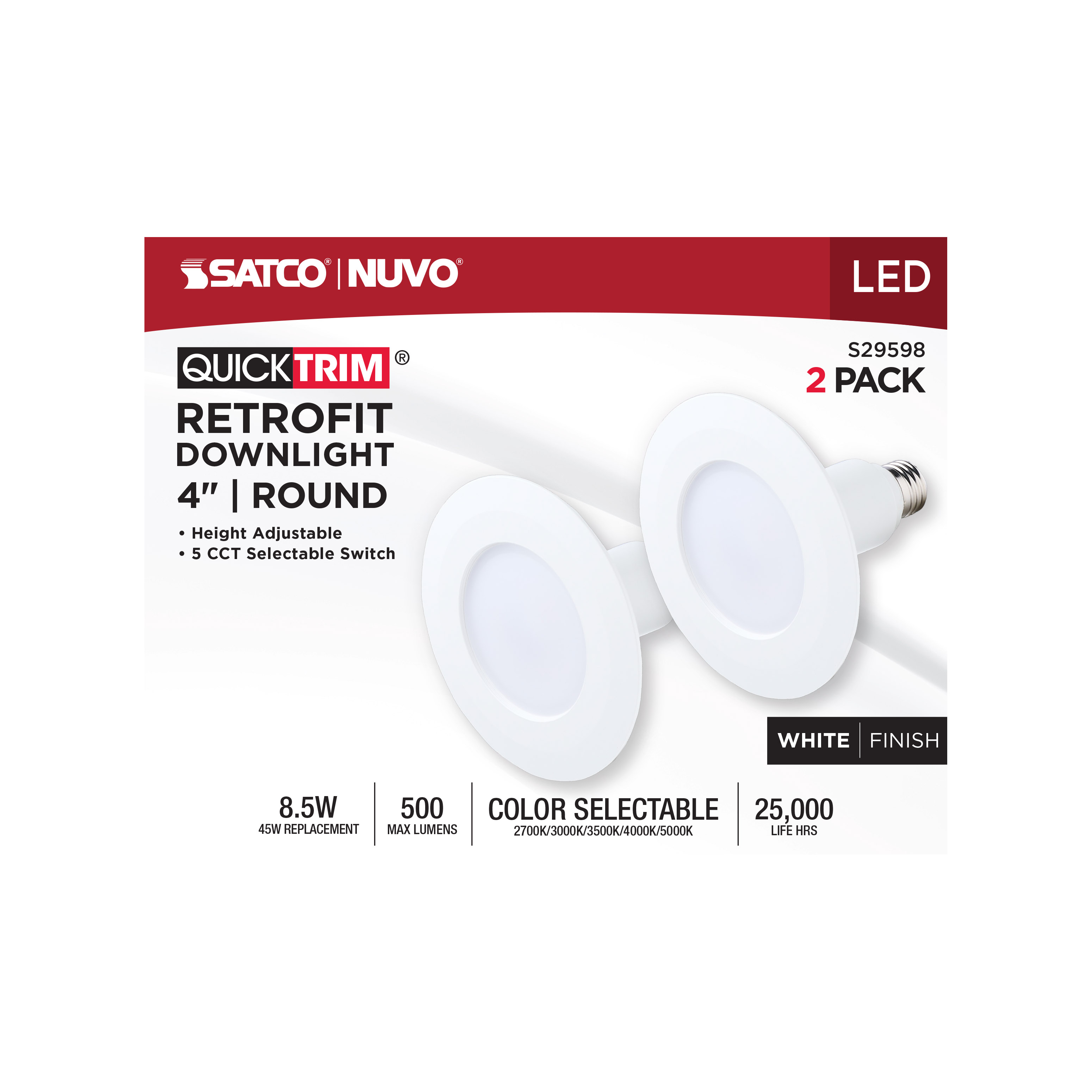 8.5WLED/4''TRIM/5CCT/120V/2PK - S29598