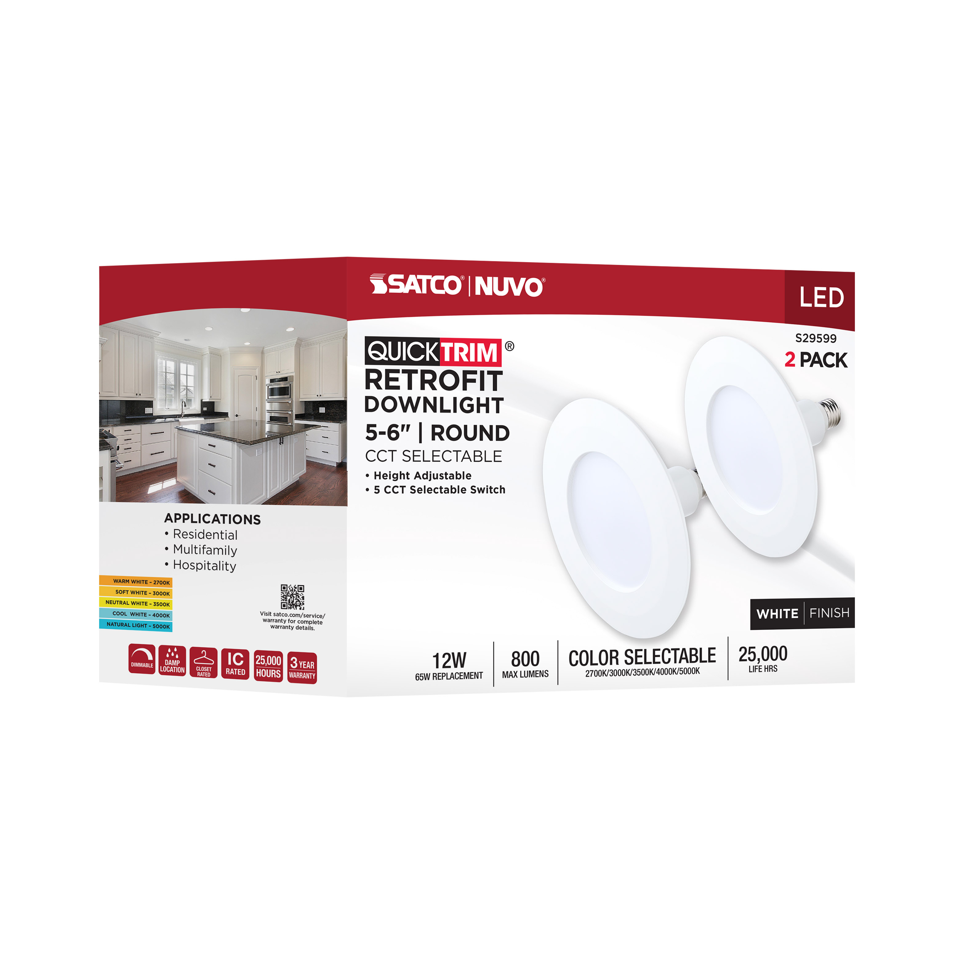 12WLED/5-6''TRIM/5CCT/120V/2PK - S29599