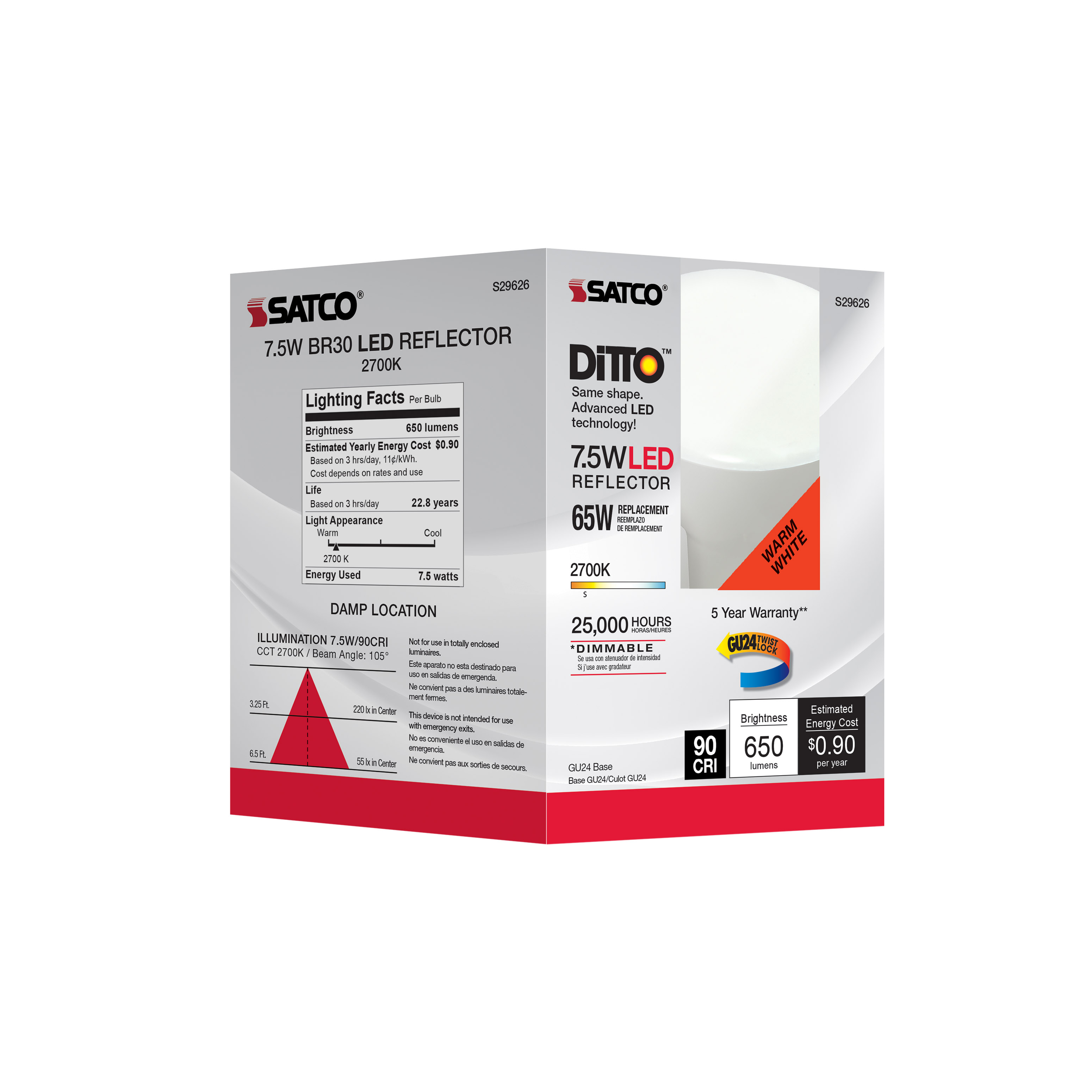 7.5BR30/LED/927/GU24/120V - S29626